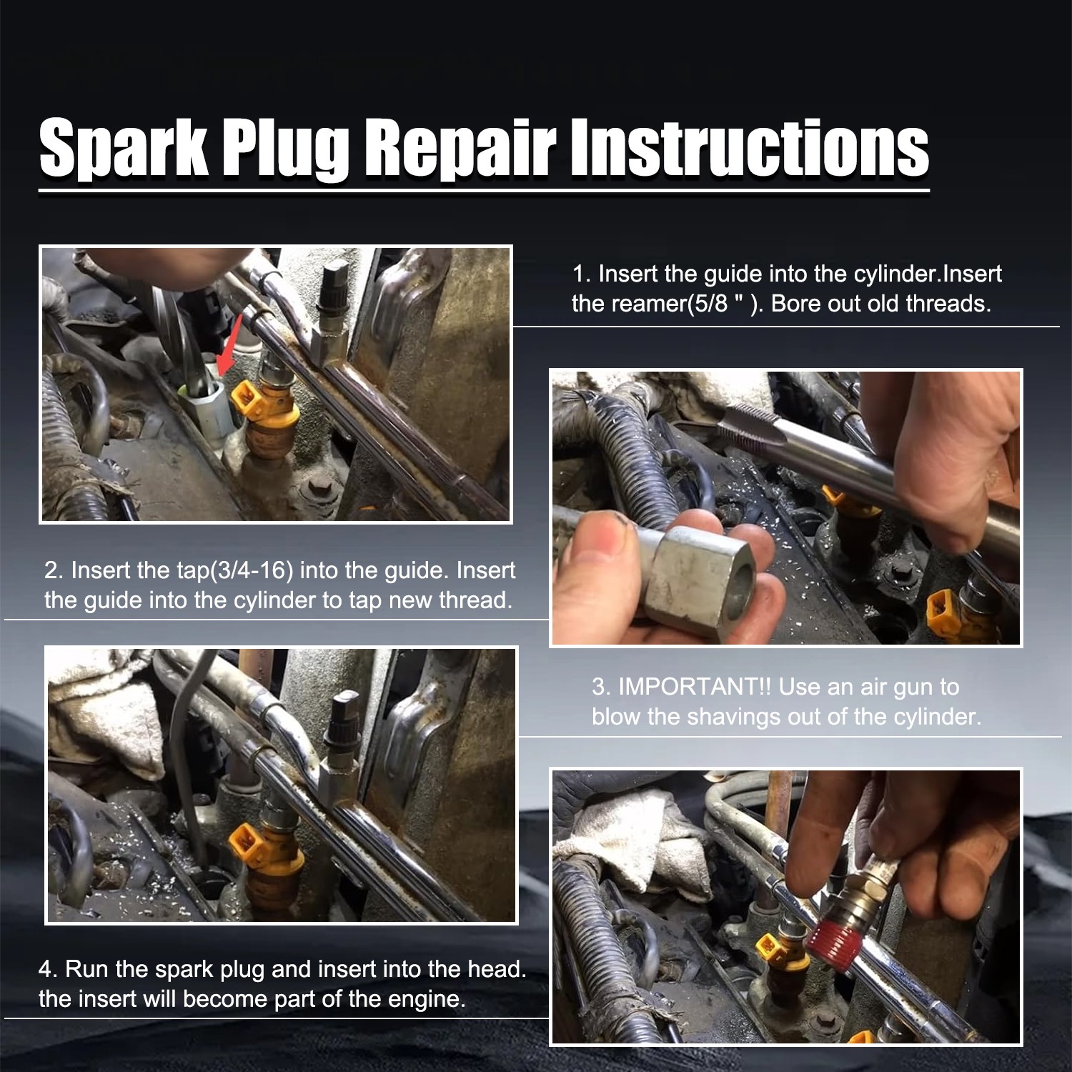 10x Stainless Steel Spark Plug Port Insert Installer Tools for Ford 4. 6L 5. 4L