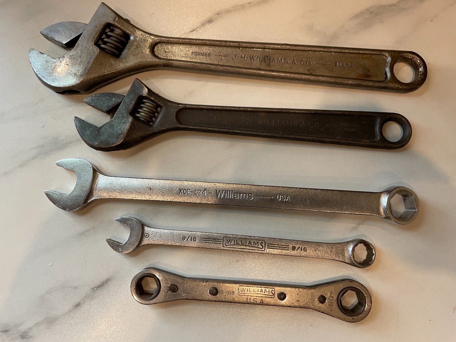 5 VTG J.H. WILLIAMS Double Box End Ratcheting Combination Adjustable Wrench set