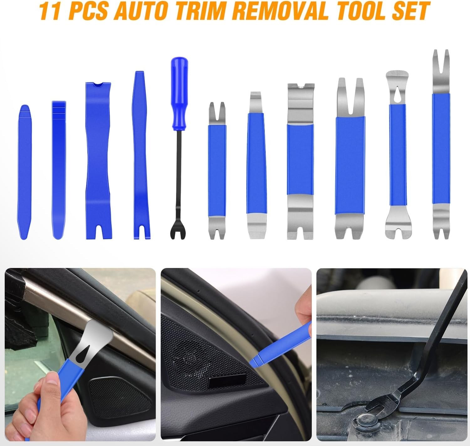 Ergonomic 11PCS Trim Removal Tool Set – Metal & Nylon for Vehicle Maintenance