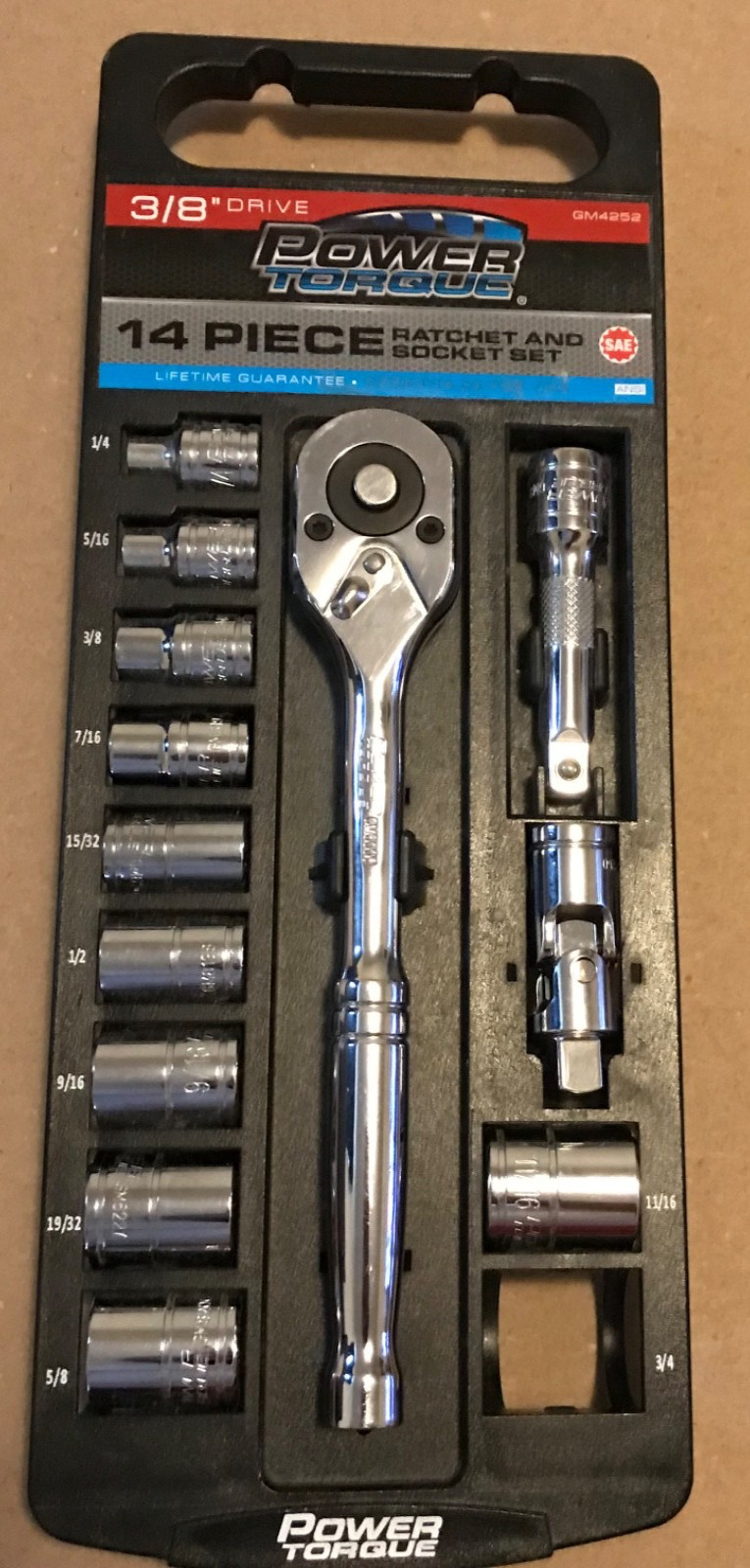Power Torque 14 Piece Ratchet and MM Socket Set GM4253 3/8″ Drive (See Desc)