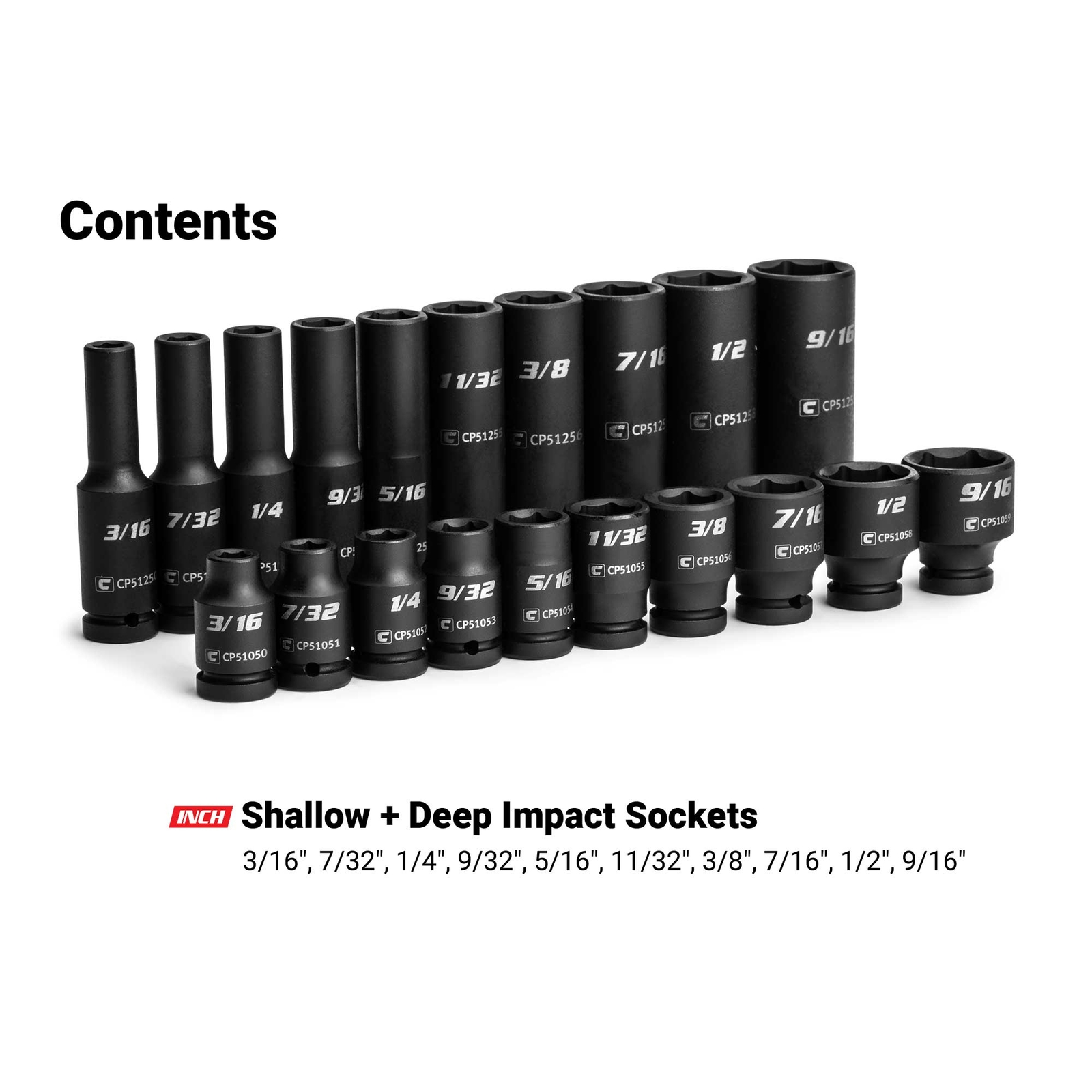 Capri Tools 1/4 in. Drive Shallow and Deep Impact Socket Set, SAE, 20-Piece