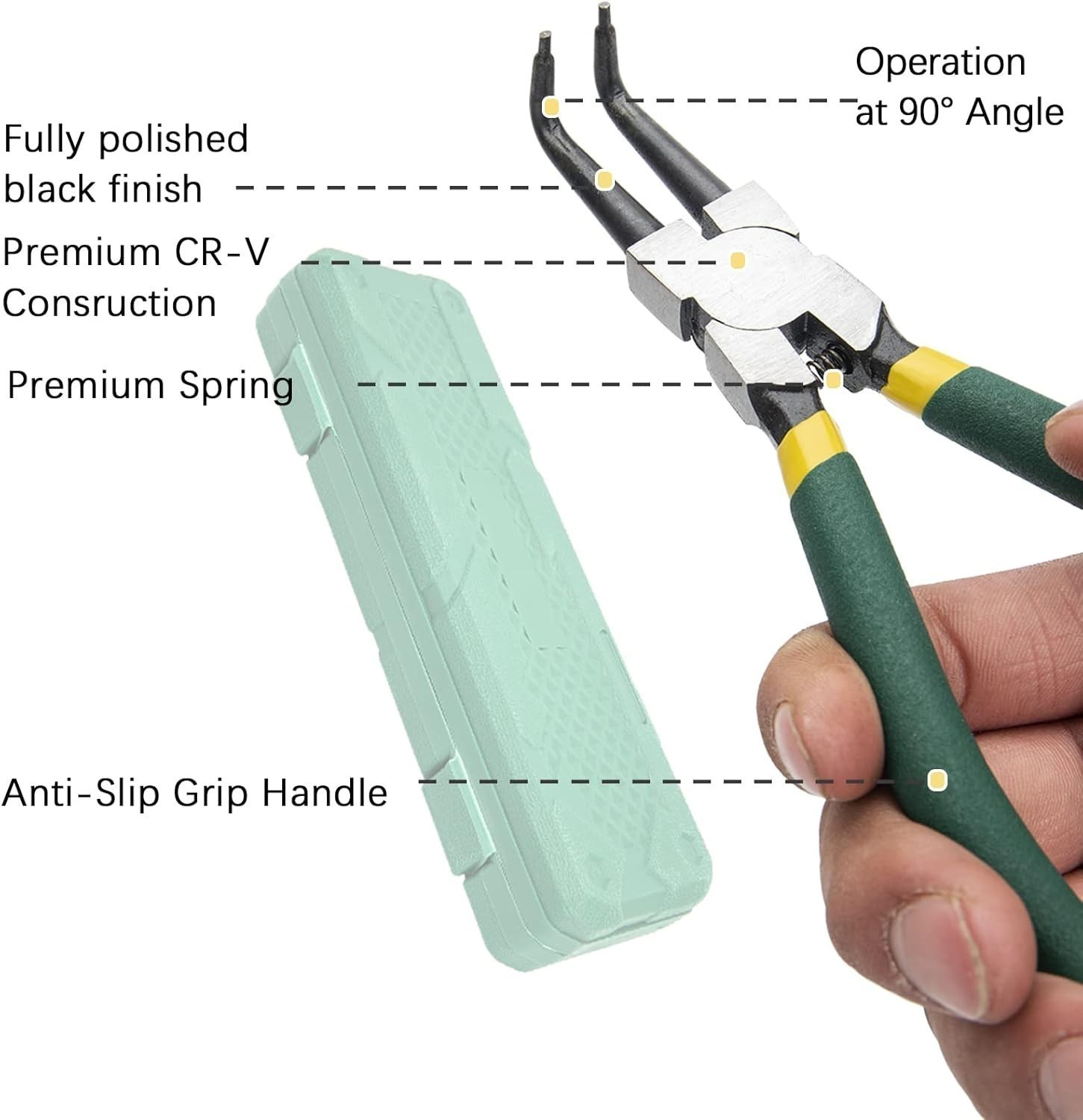 4Pcs 7″» Internal/External Snap Ring Pliers Set Heavy Duty Circlip Pliers Kit