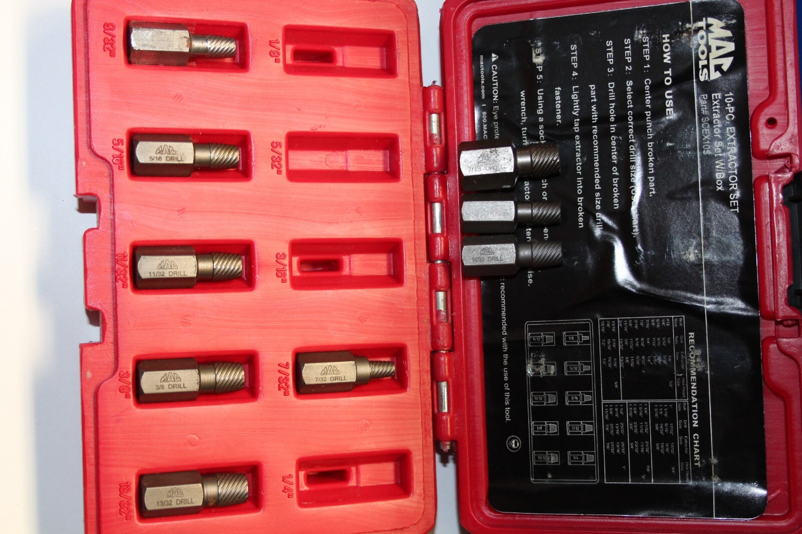 MAC TOOLS SCEX10S Multi-Spline Screw Extractor Set – READ INSIDE USA