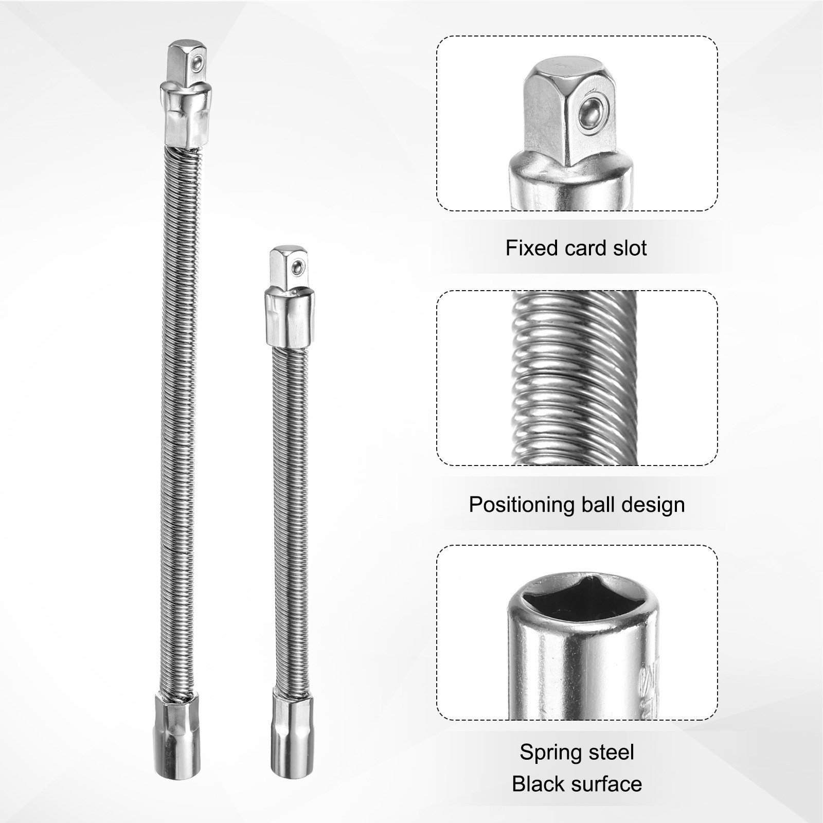 2pcs 1/2 inch Drive Flexible Extension Bar Set 10″ 14″ Extra Long Square Socket