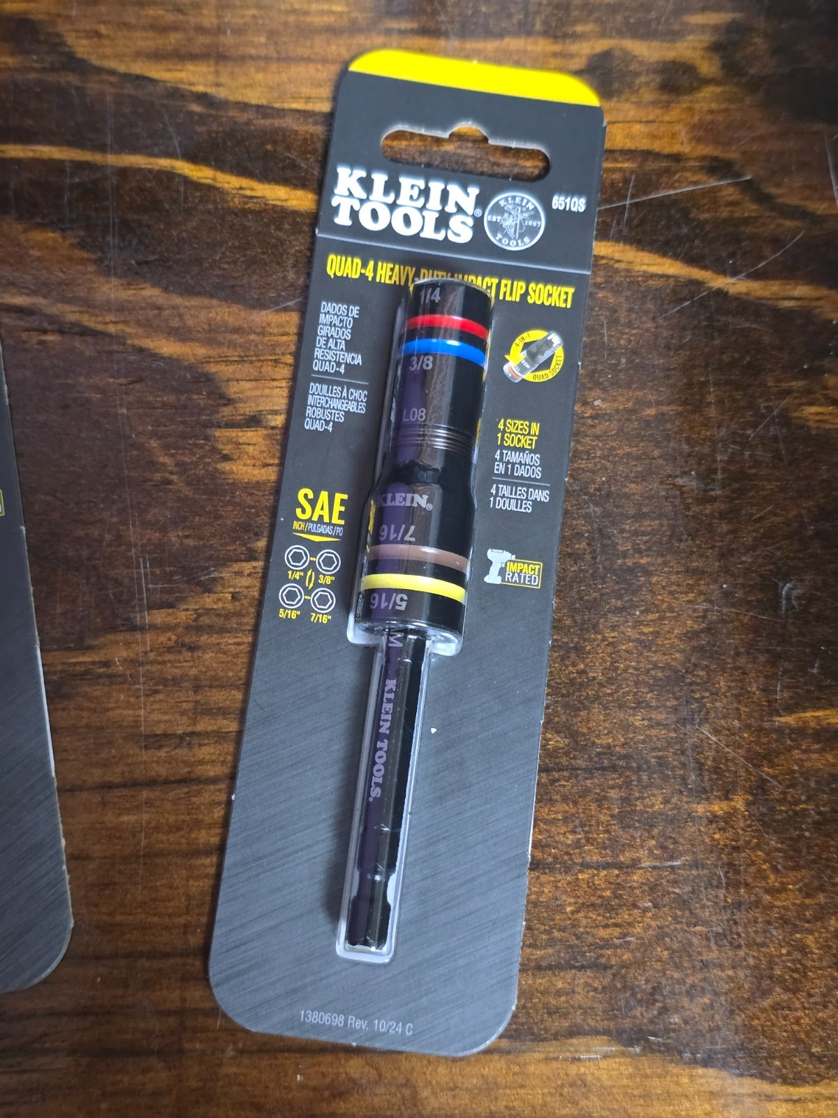 🛠️ Klein Tools 651Qs 1/4 In Drive Impact Quad Flip Socket * SAE