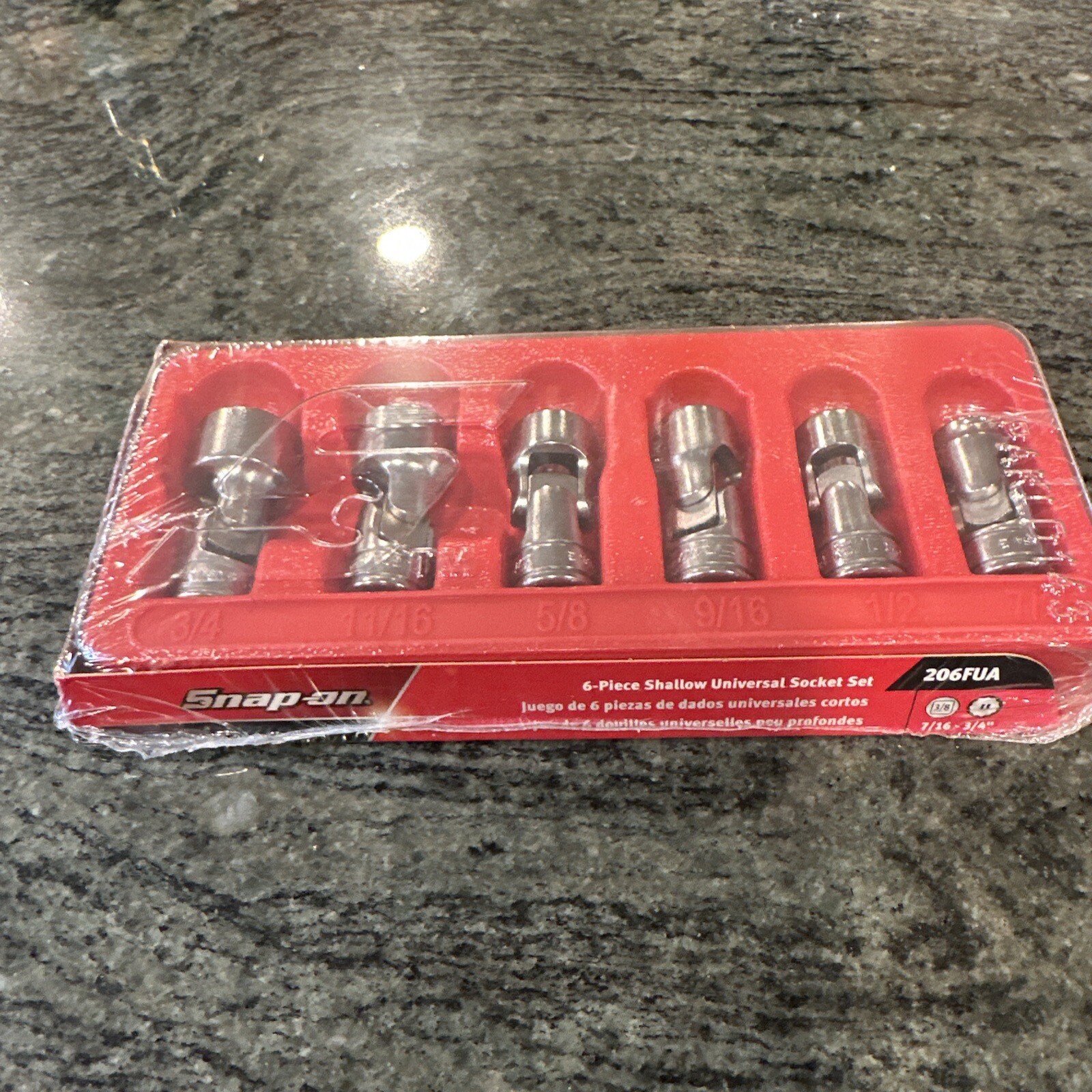 Snap-on 206fua 6 Pc Shallow Universal Socket Set 12 Point 6/16-3/4” sealed set