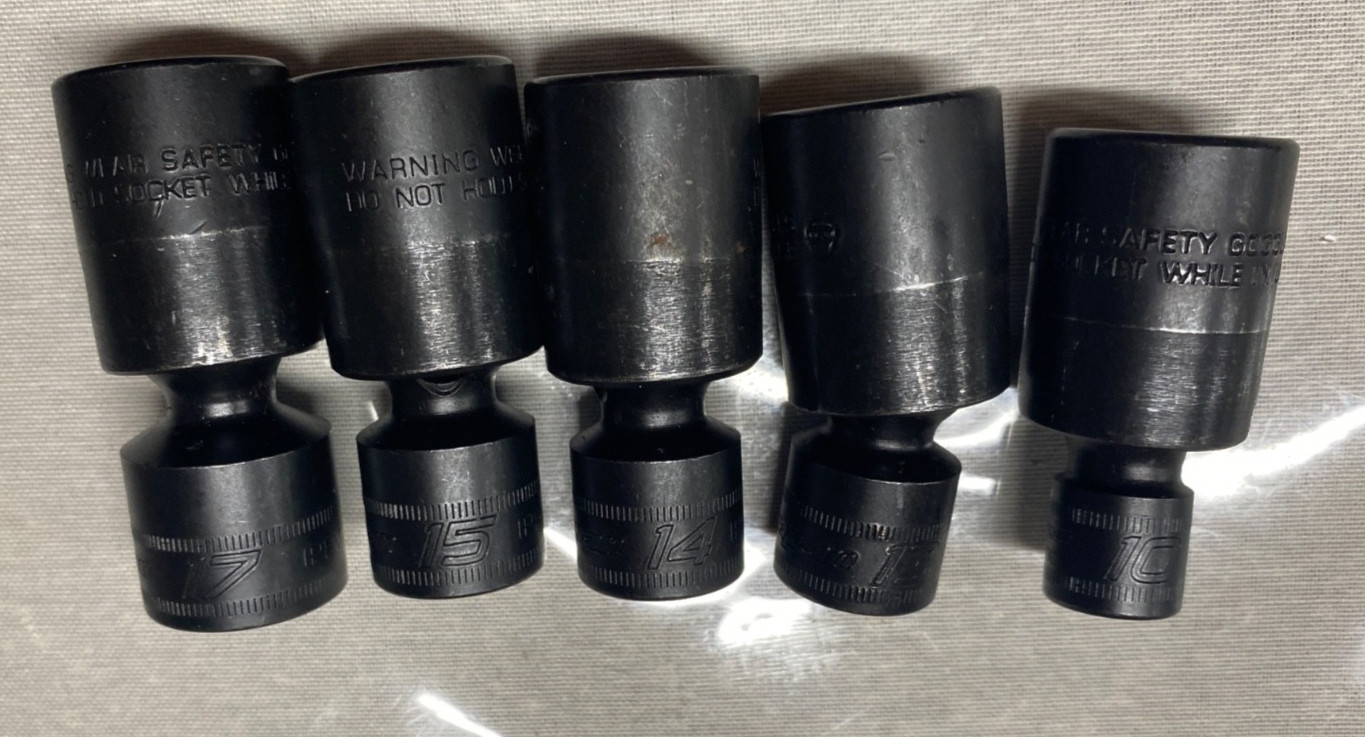 3/8″ Drive 6-Point Metric Low Profile Swivel Impact Socket 10,13,14,15,17mm.