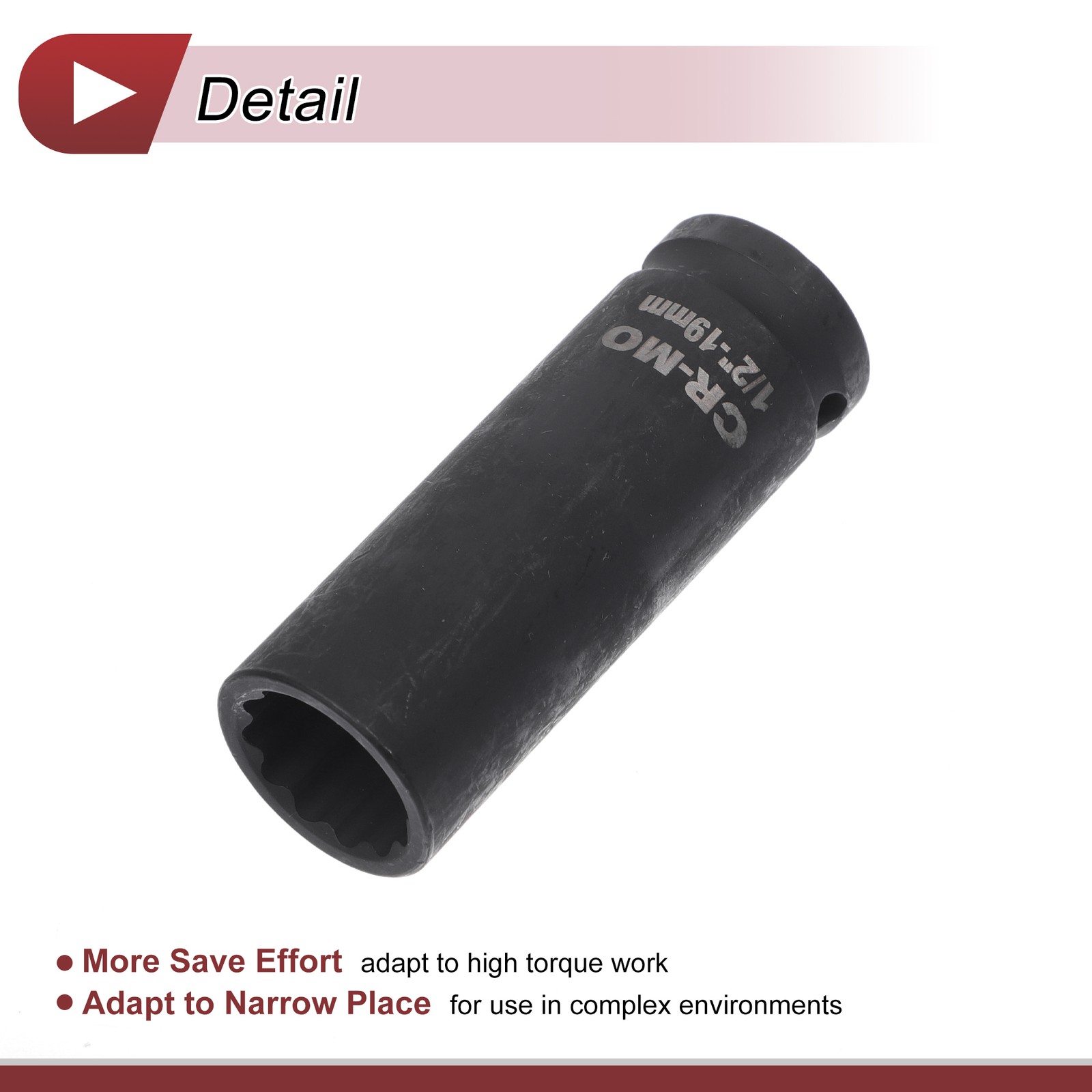 Universal 1/2 Inch Drive Impact Socket 19mm 12 Point High Carbon Steel 1 Pcs