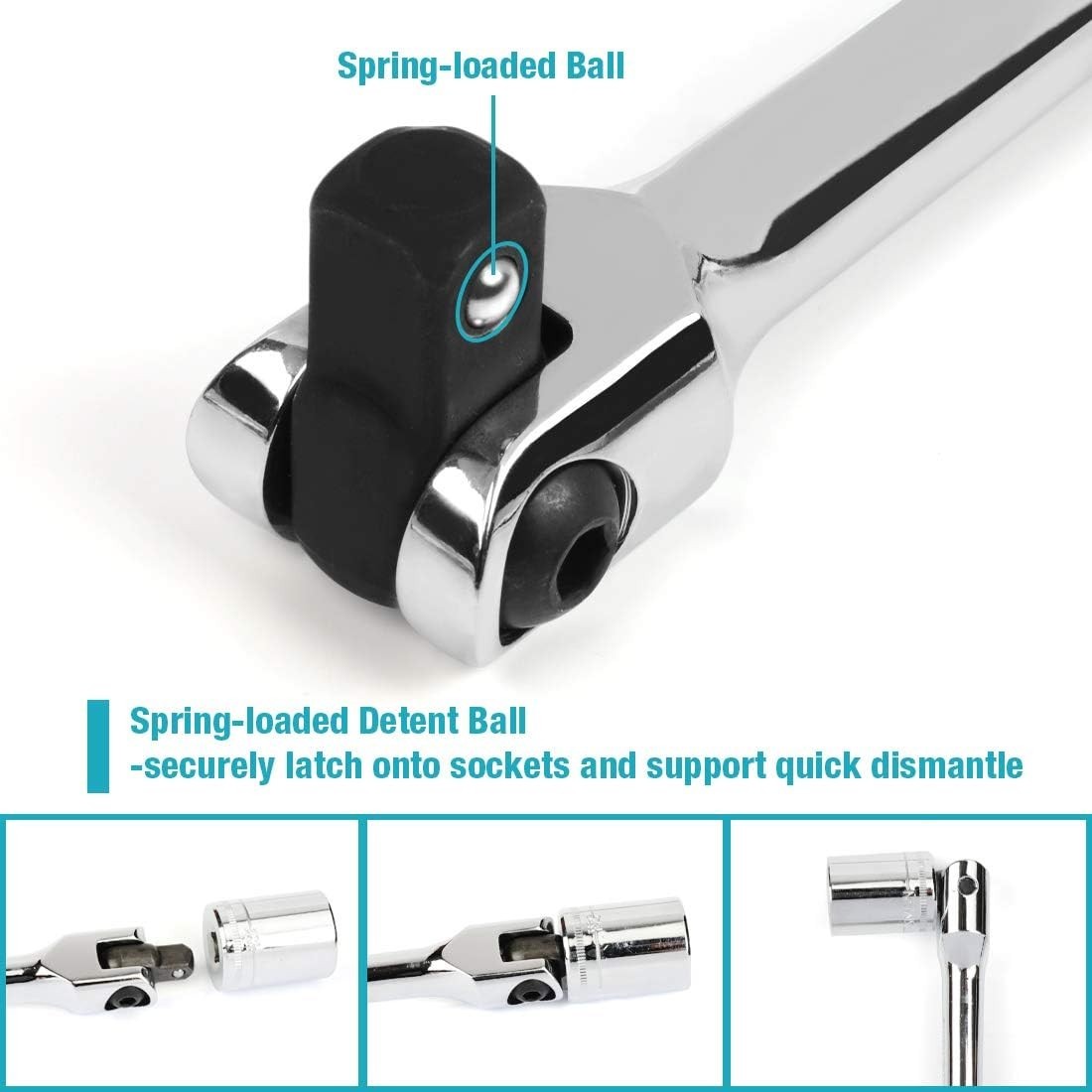 Effortless 3-Piece Breaker Bar Set with Spring-Loaded Detent for Secure Sockets