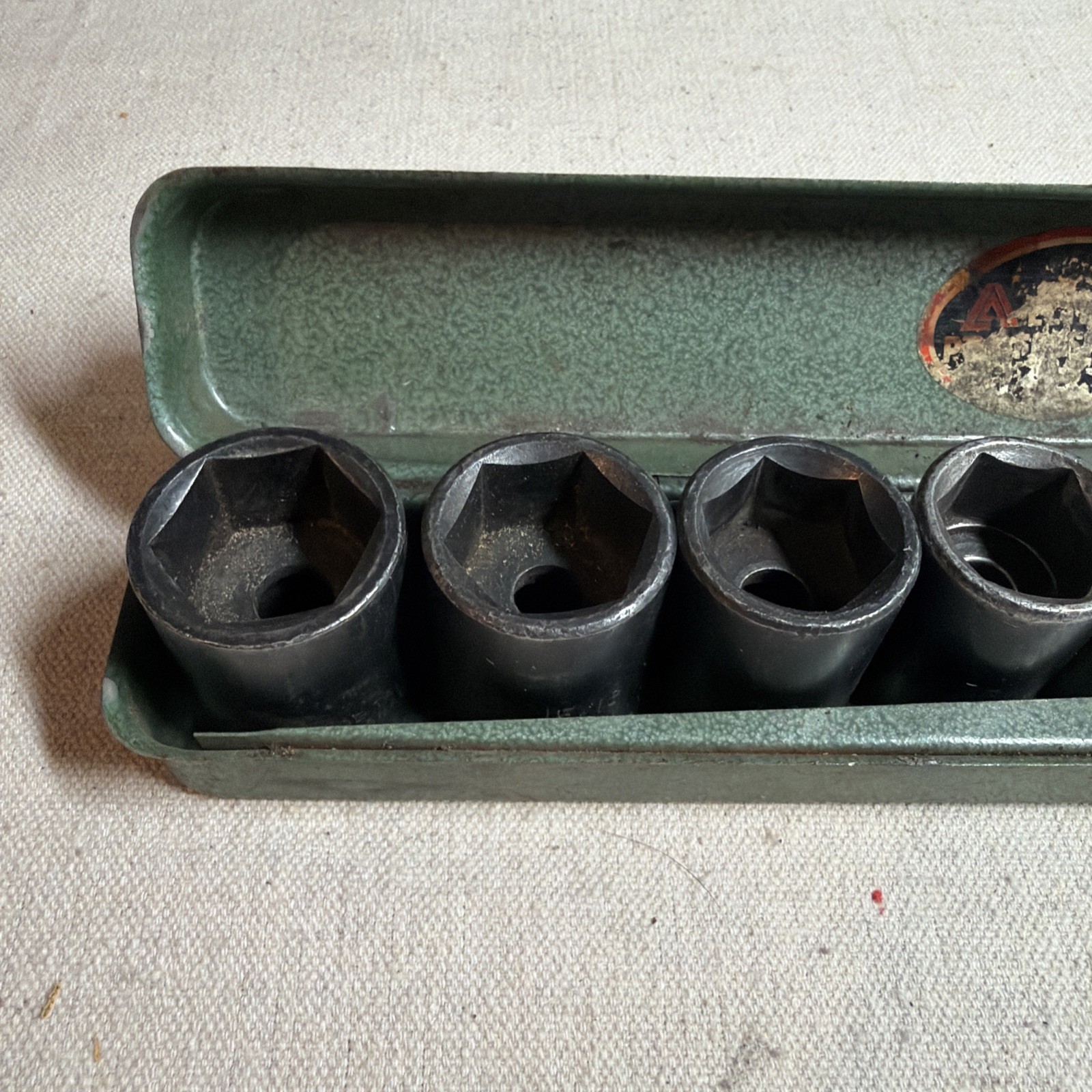 Vintage 1/2” Drive 10 piece Impact Socket Set Alltrade Metal Case 7/16” – 1”