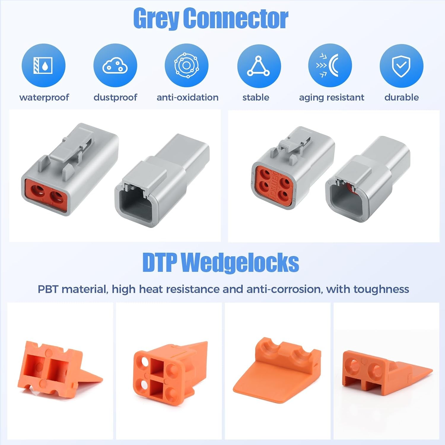 48 PCS Deutsch DTP Connector Kit 2 Pin Automotive Waterproof 2Pin-6Set