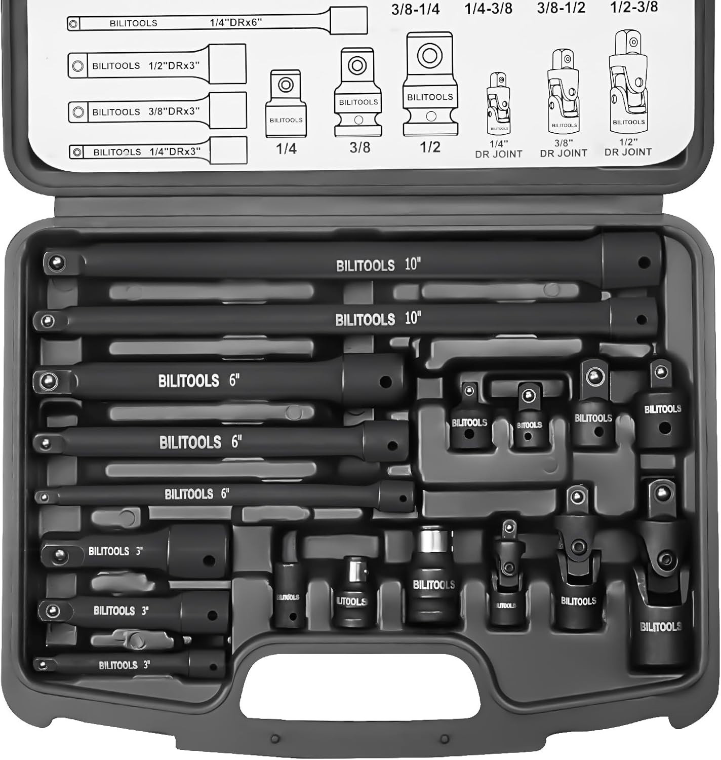 18Pc Impact Socket Extension Set | CR-V Steel, Storage Case