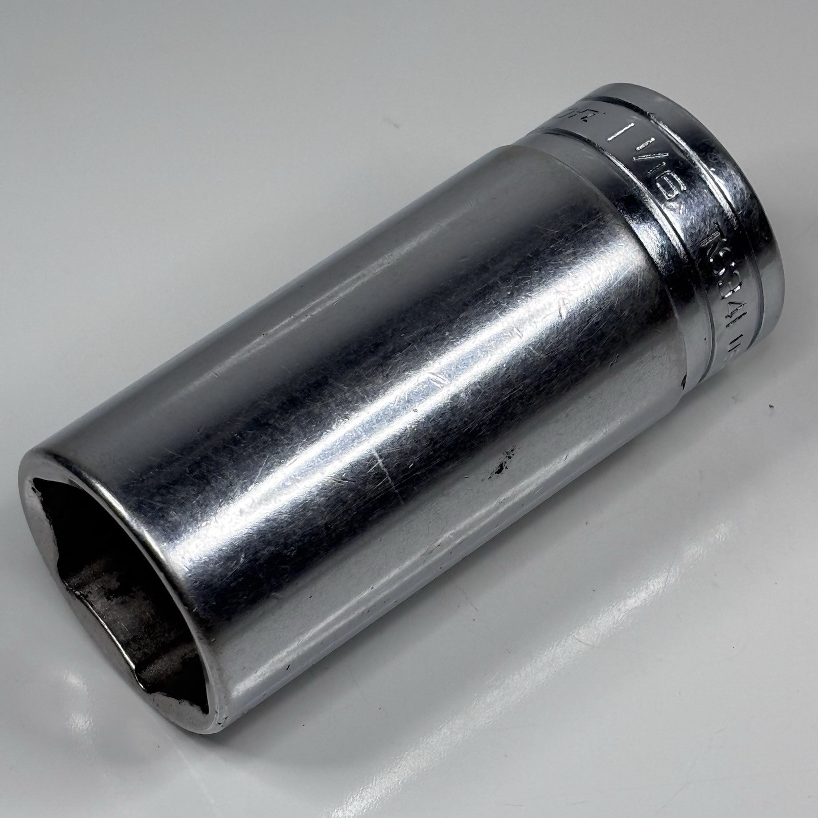 Snap On Tools TS341 1/2 Dr 6Pt SAE 1-1/16 Flank Dr Deep Chrome Socket USA 1991
