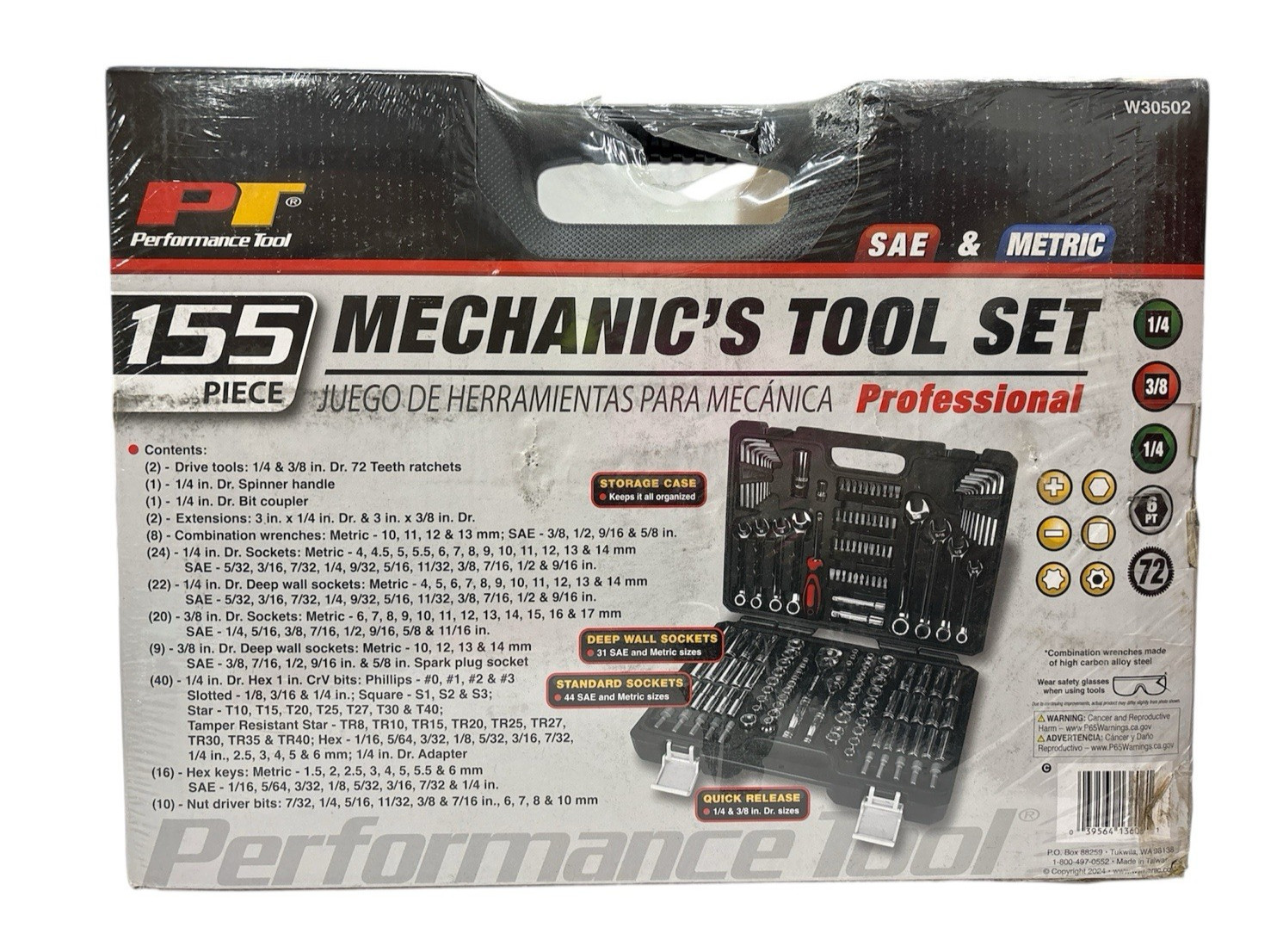 Performance Tool W30502 155-Piece SAE & Metric Mechanic’s Tool Set