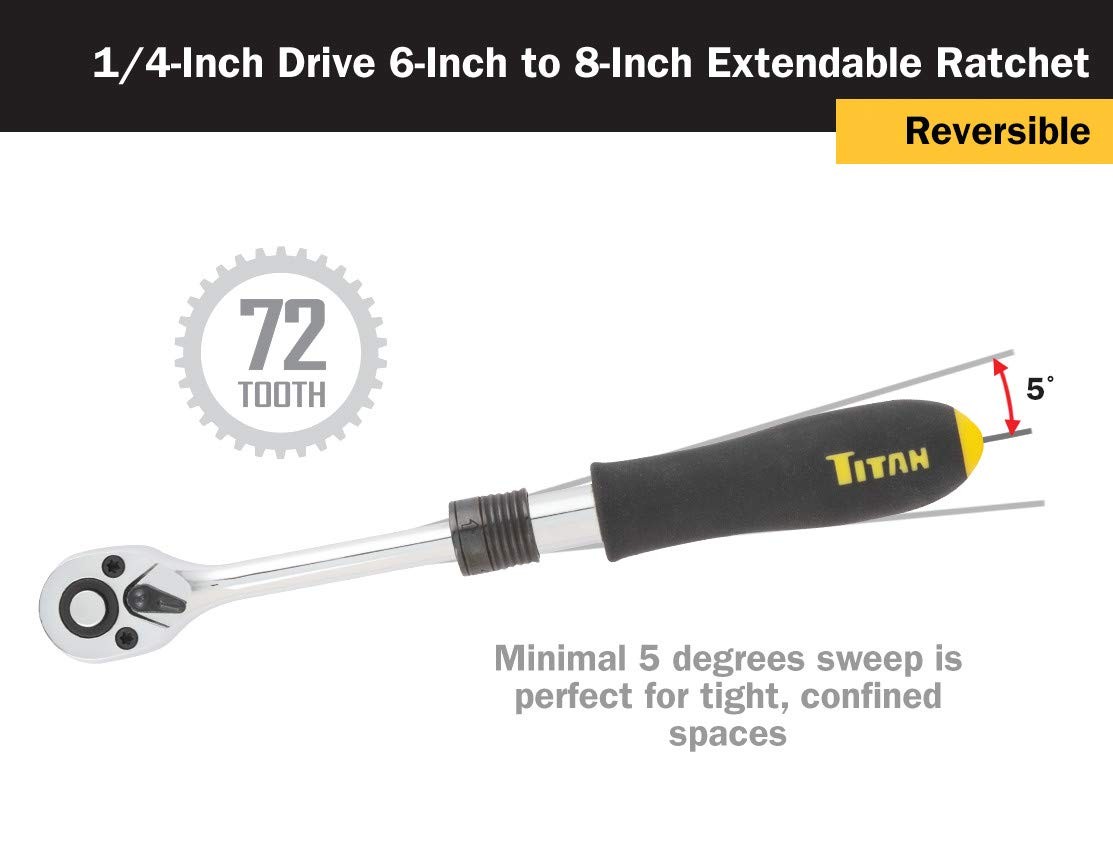 Titan Tools 1/4 in. Drive Extendable Ratchet (12075)