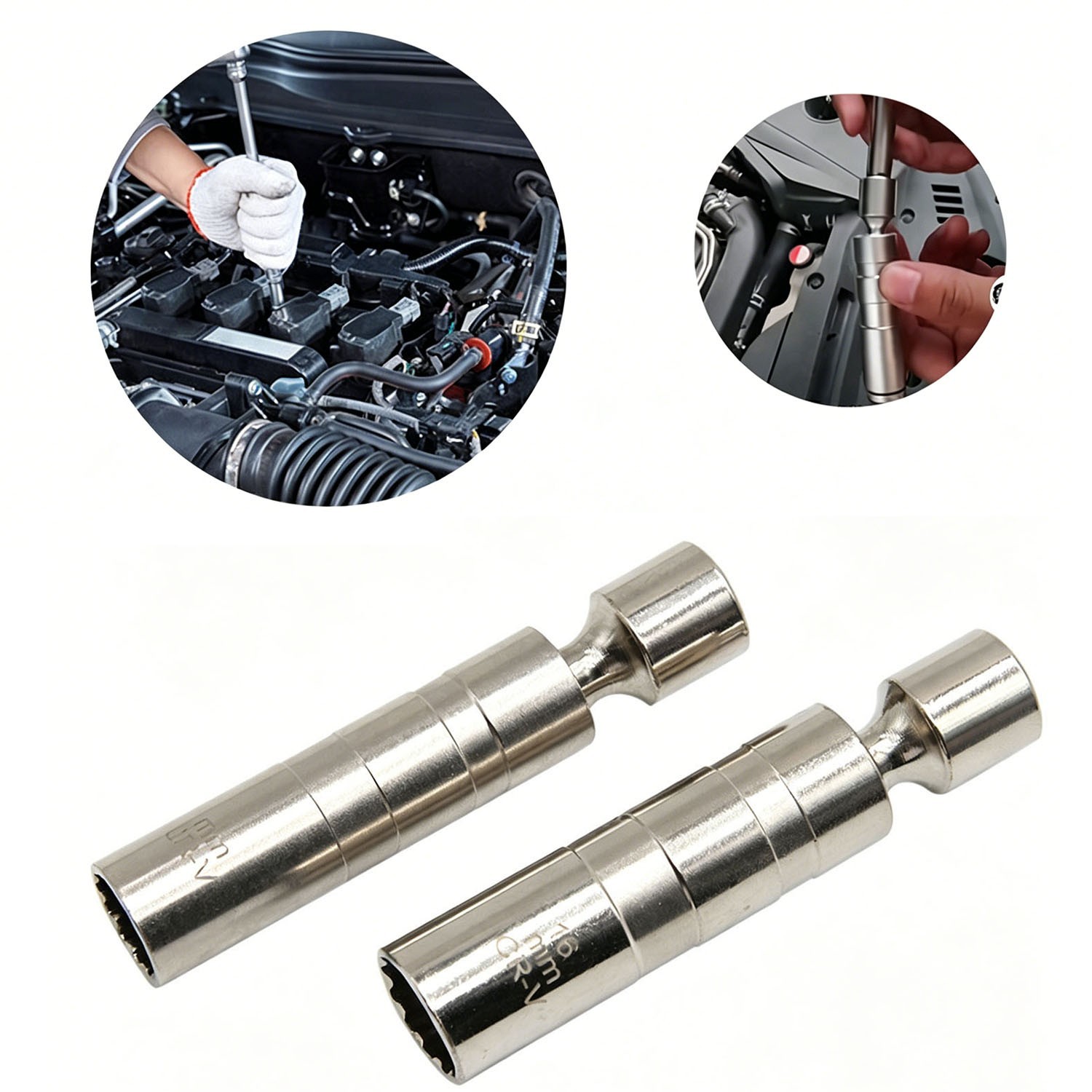 14mm 16mm Thin Wall Magnetic Swivel Spark Plug Socket 12-Point Removal Tool