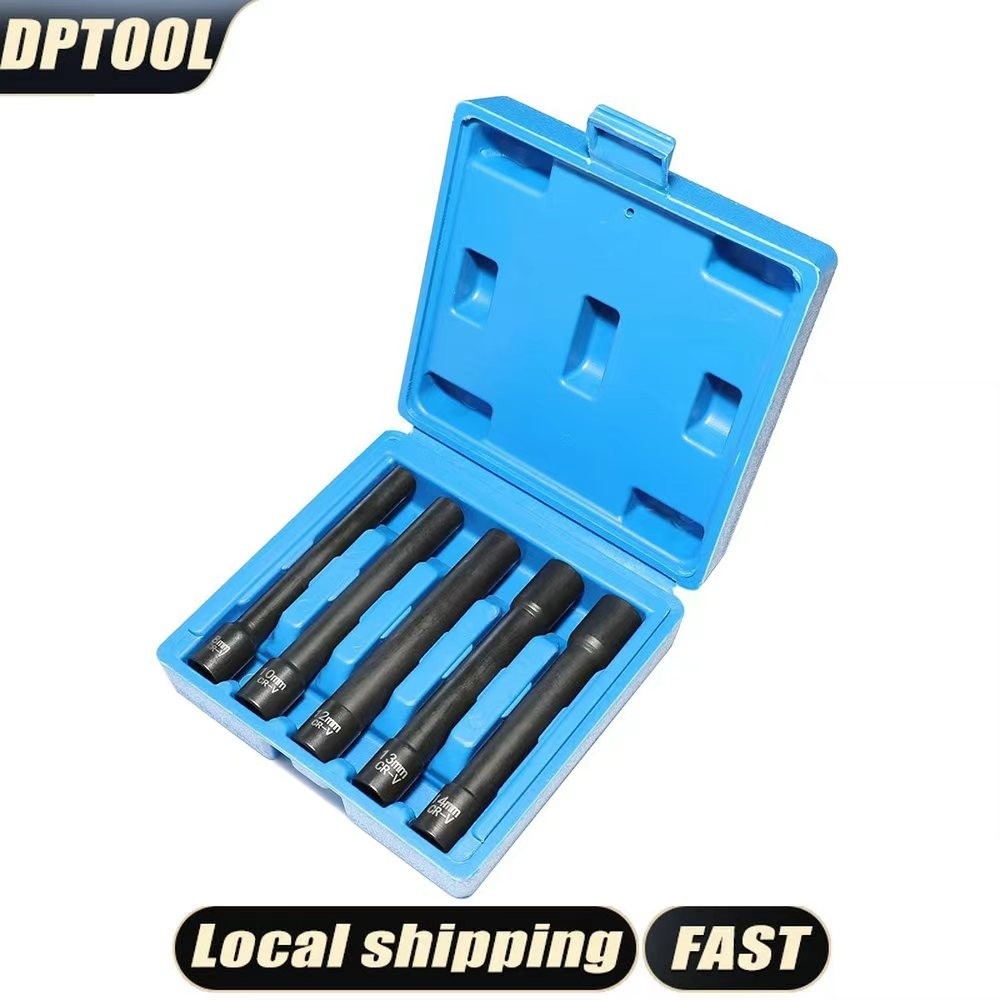 5pcs 3/8» Drive 12 Point Extra Deep Socket Set 8-14mm For BMW Mercedes Benz