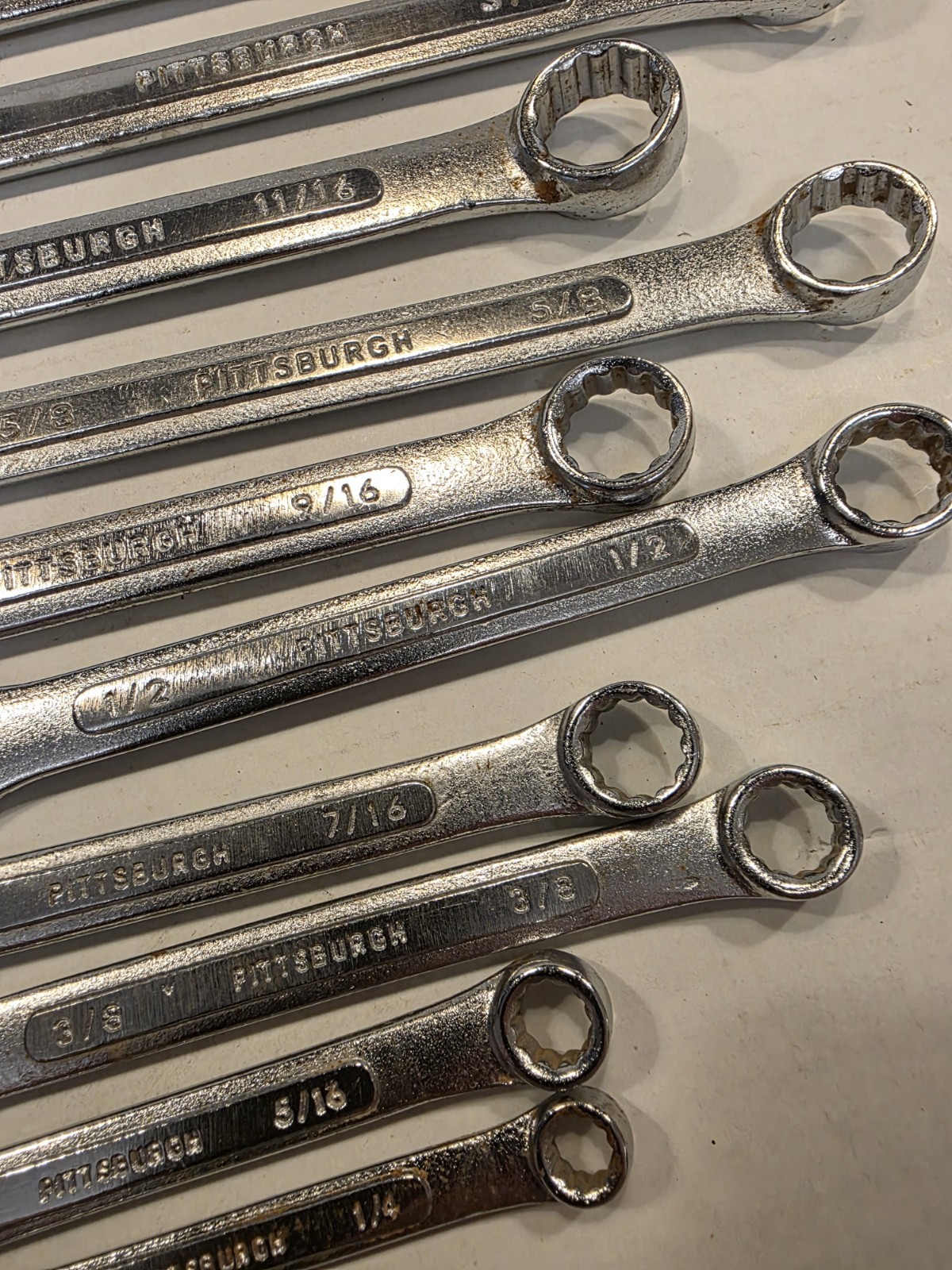 Pittsburgh Combination Wrench Set 14 Peice Raised Panel 12 Point 15 Degree