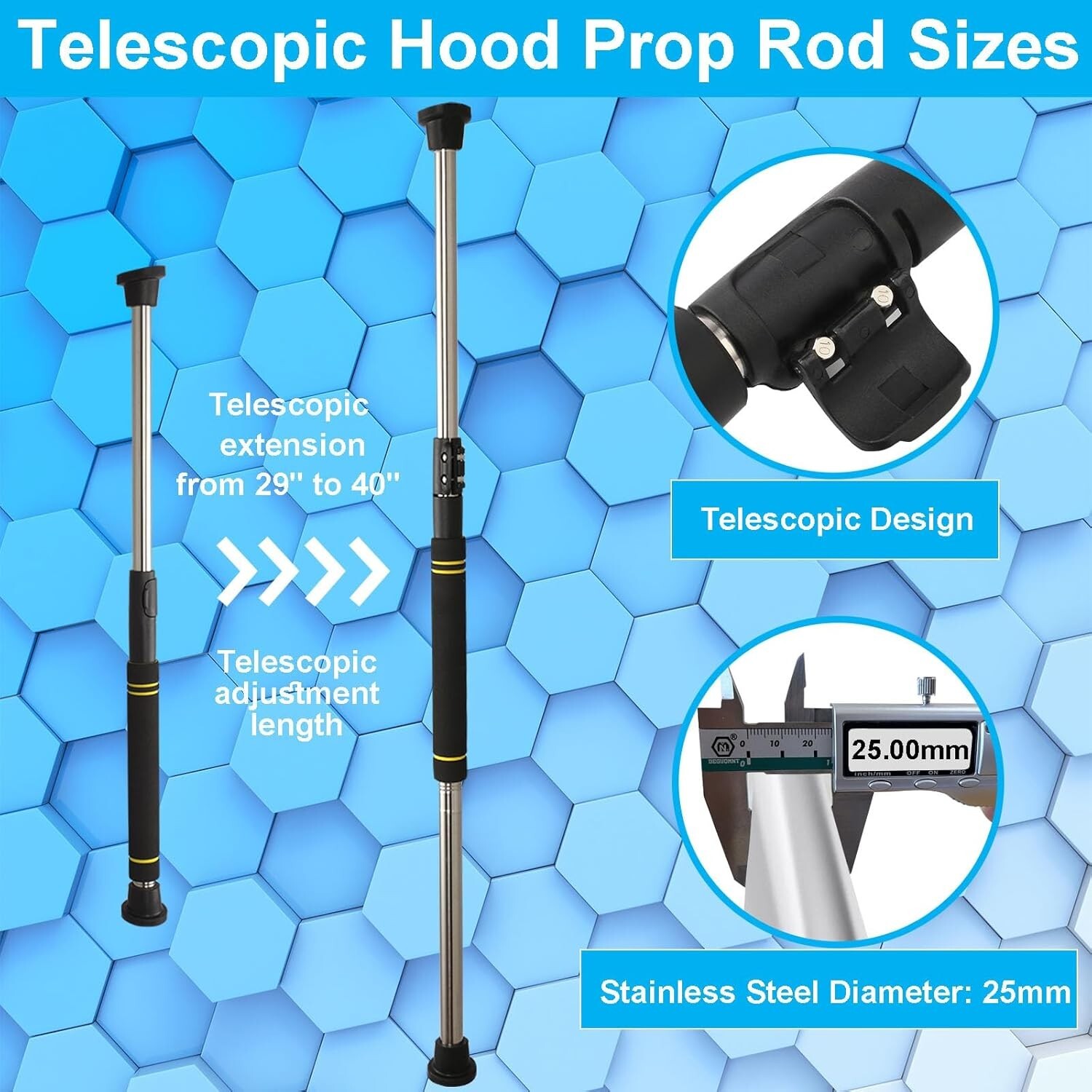 Adjustable Car Hood Prop Rod Extendable 17 To 40 Inch Mechanic Repair Holder Car