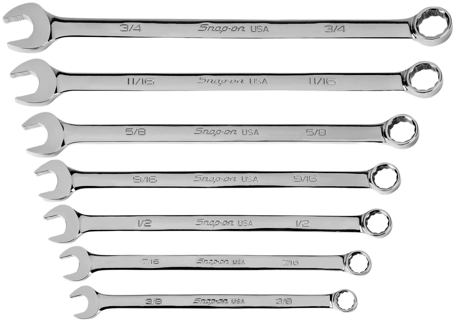 Snap-on SOEXL707B – 7 pc Flank Drive Plus long combination wrench set. SEALED
