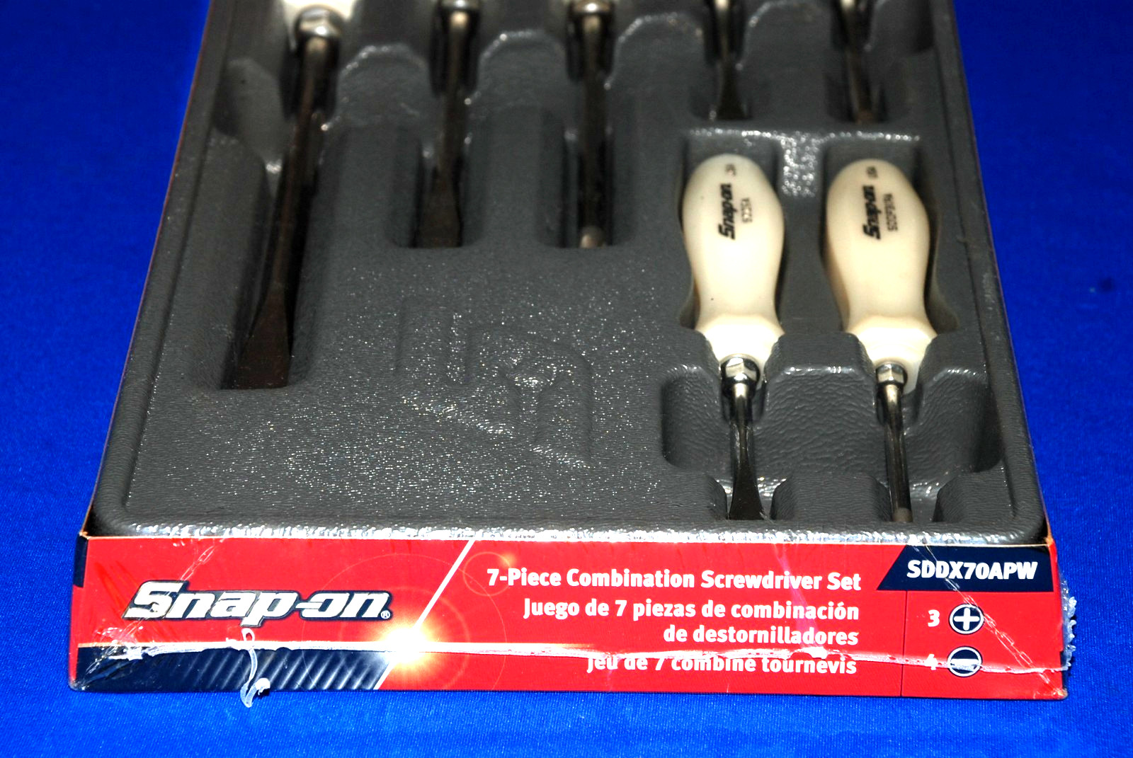 Snap-on NEW Ships FREE 7 Pc Pearl White Hard Grip Combination Screwdriver Set