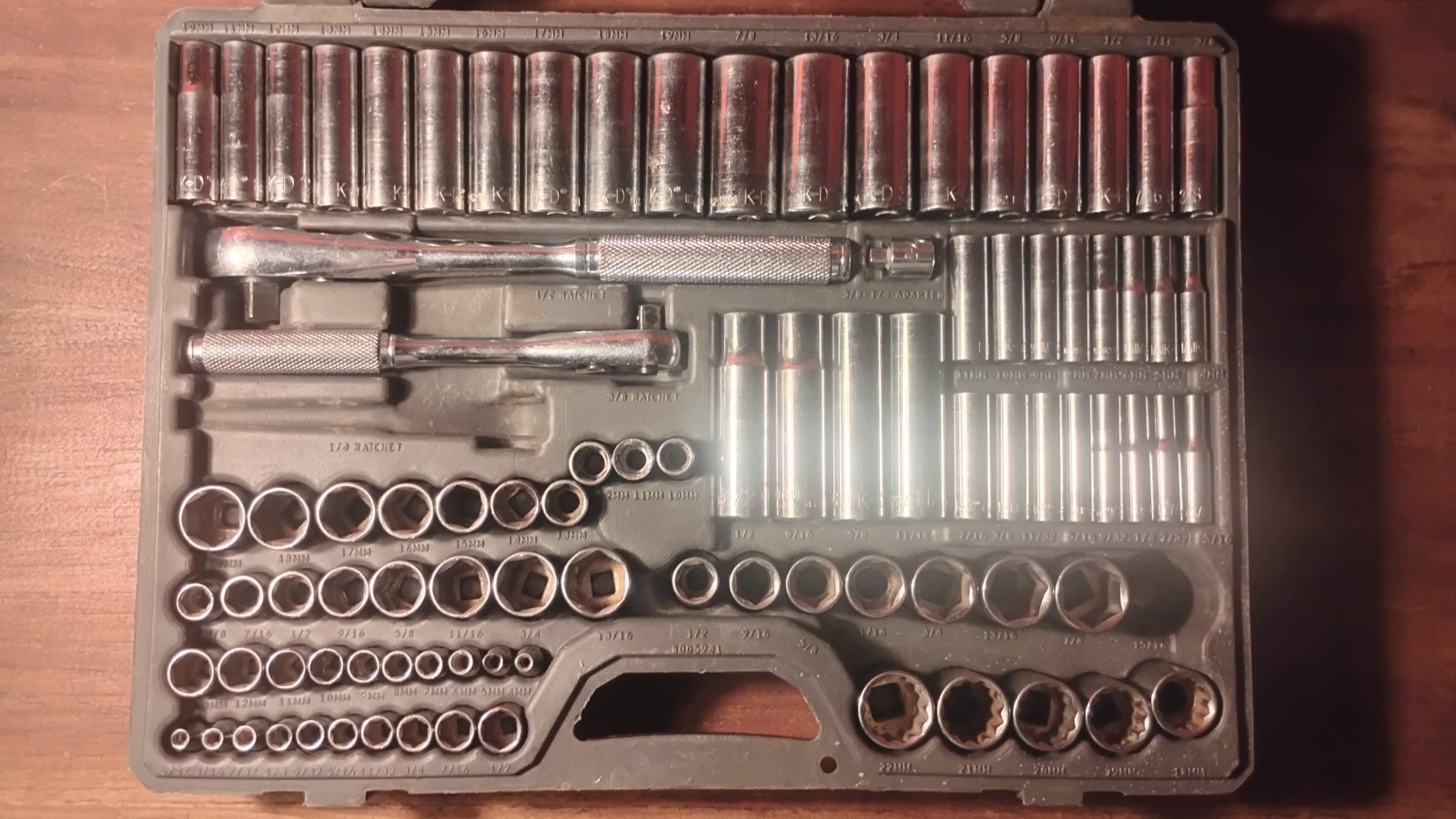 HUGE KD/Craftsman Set. Missing 2 Pieces. Half Inch, 3/8, Quarter Inch Socket Set