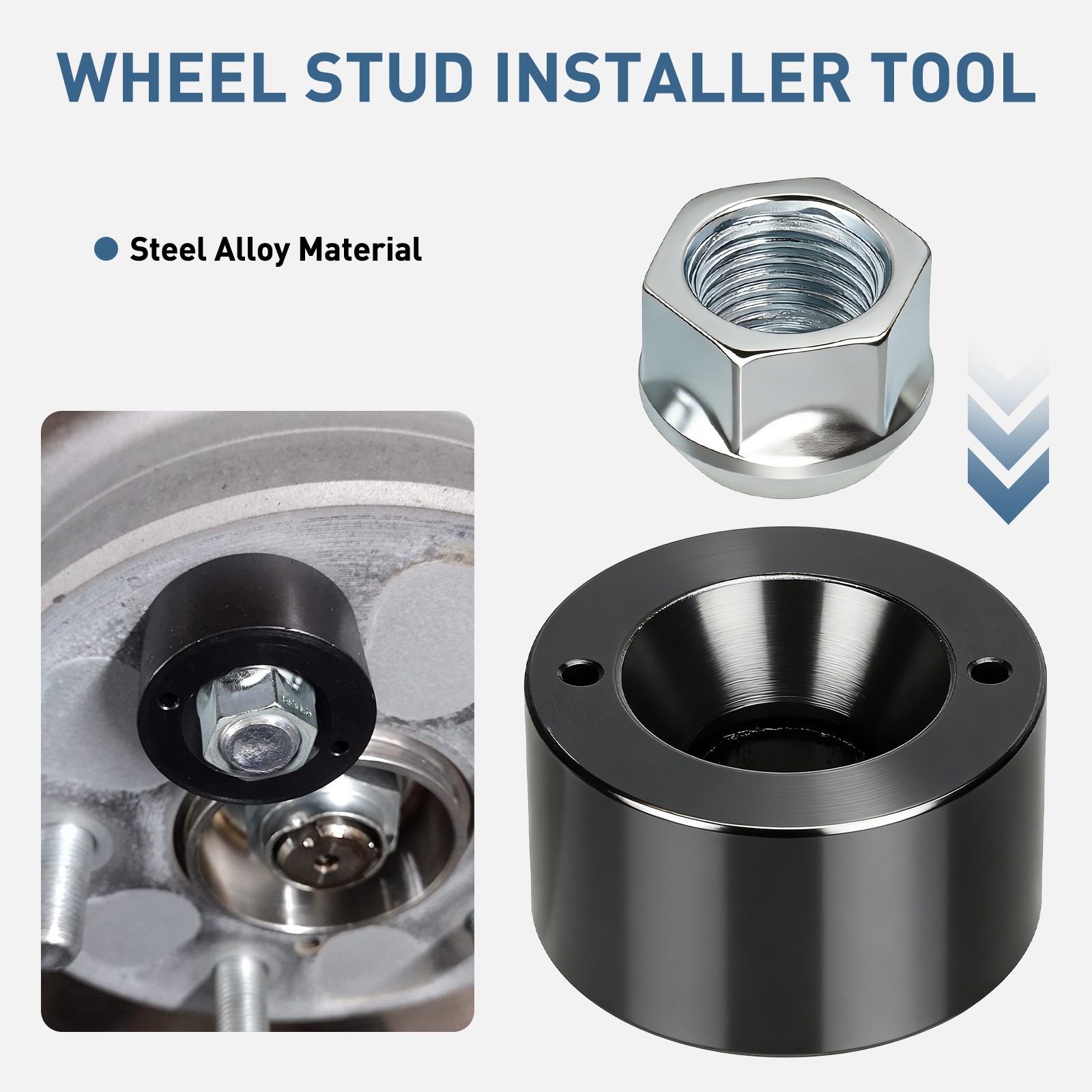 4PCS Wheel Stud Installer Tool Set M12x1.25 M12x1.5 M14x1.5 w/ 3/4″ Hex Lug Nuts