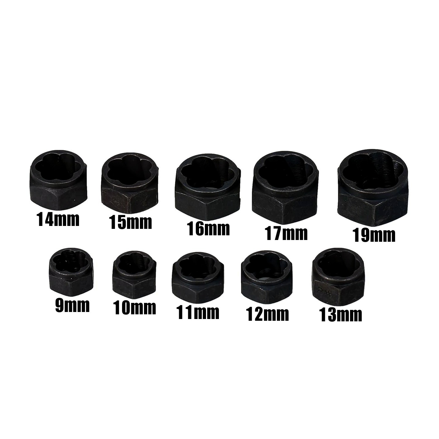 11pc Grip & Twist Sockets Locking Wheel Nut Removal Stud Extractor Rounded Bolts