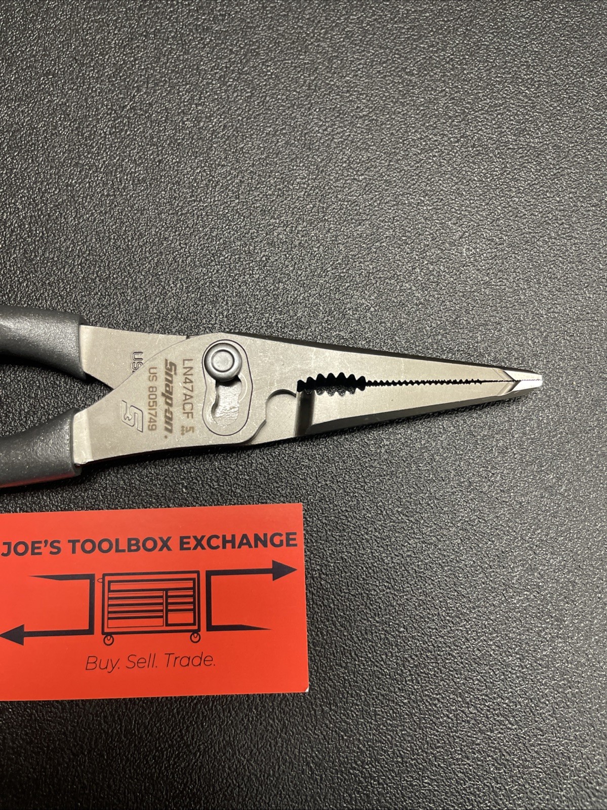 Snap-On Tools USA NEW DARK TITANIUM Grip Long Nose Slip Joint Pliers LN47ACF