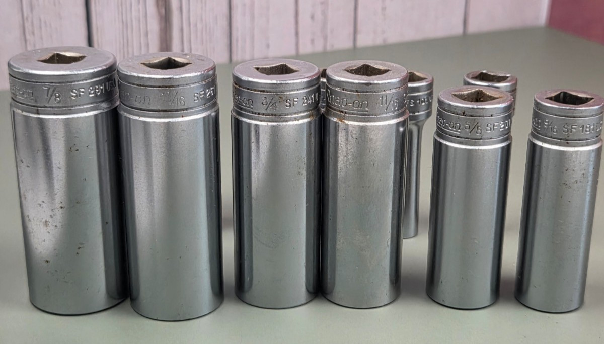 Snap On 3/8” Drive Deep Sockets 1/4” To 7/8” mixed set 11 Pieces