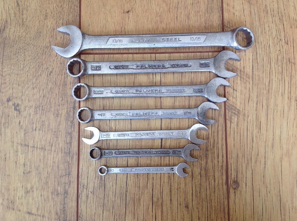 7 Palmera Combination Spanners 13/16″ to 7/16″AF 1 Metric 7mm.
