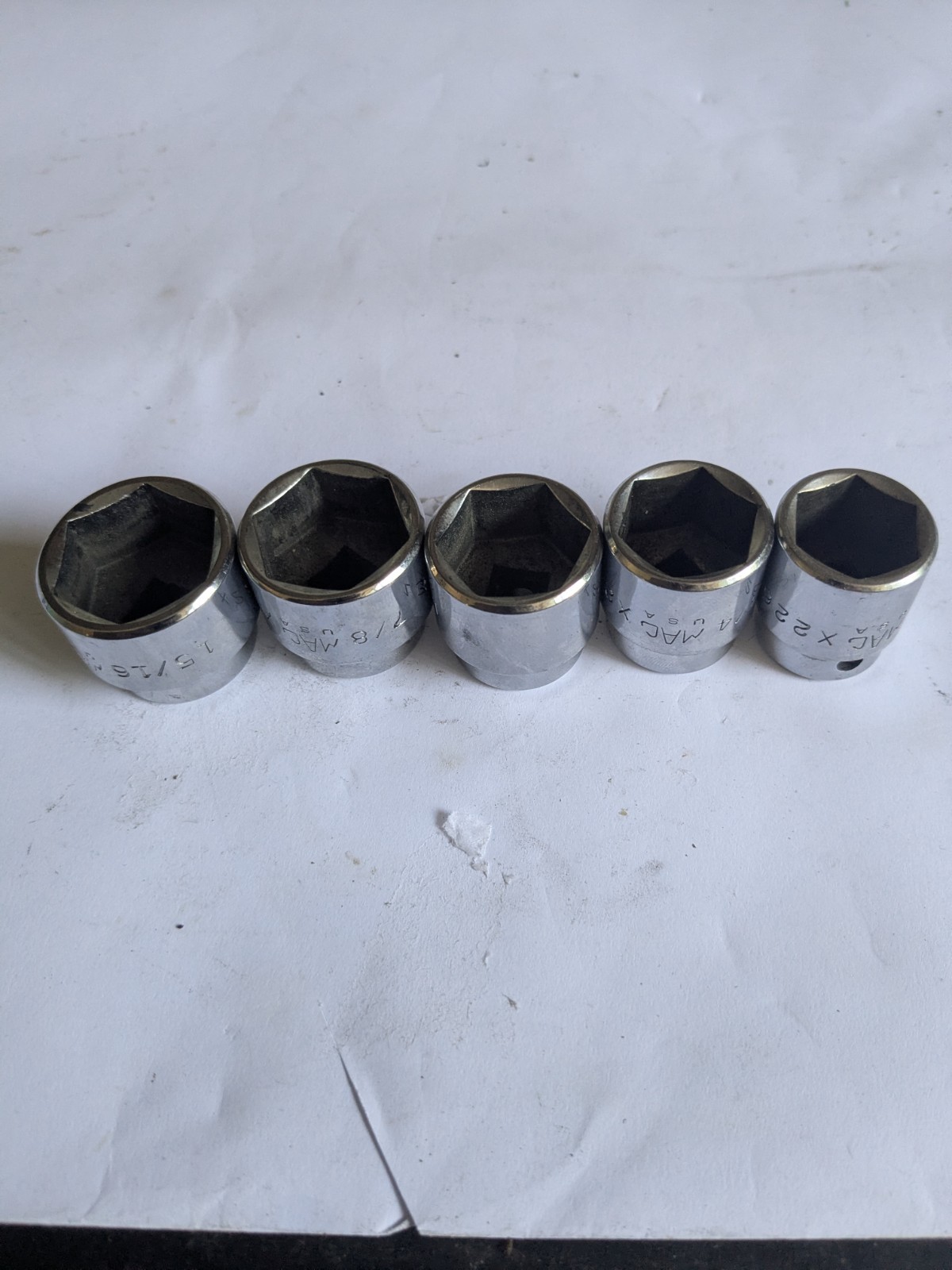 VTG LOT Mac Tools Sockets 3/8 Inch Drive Shallow Sockets 5 Pc Set 6 Point SAE X