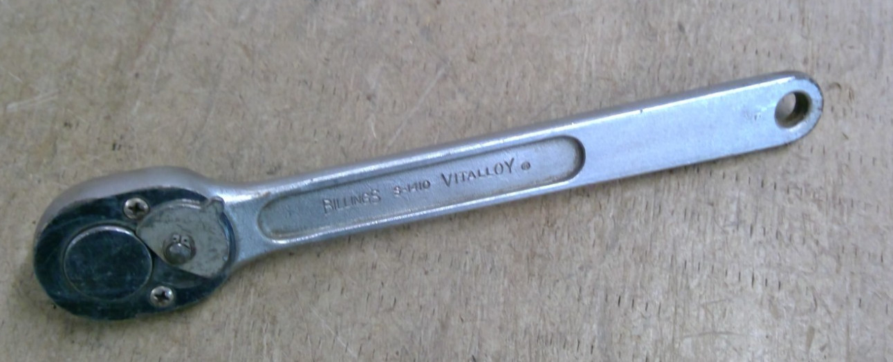 BILLINGS TOOLS, 1/2″ DRIVE RATCHET, #S- 1410 Vintage USA Great Condition