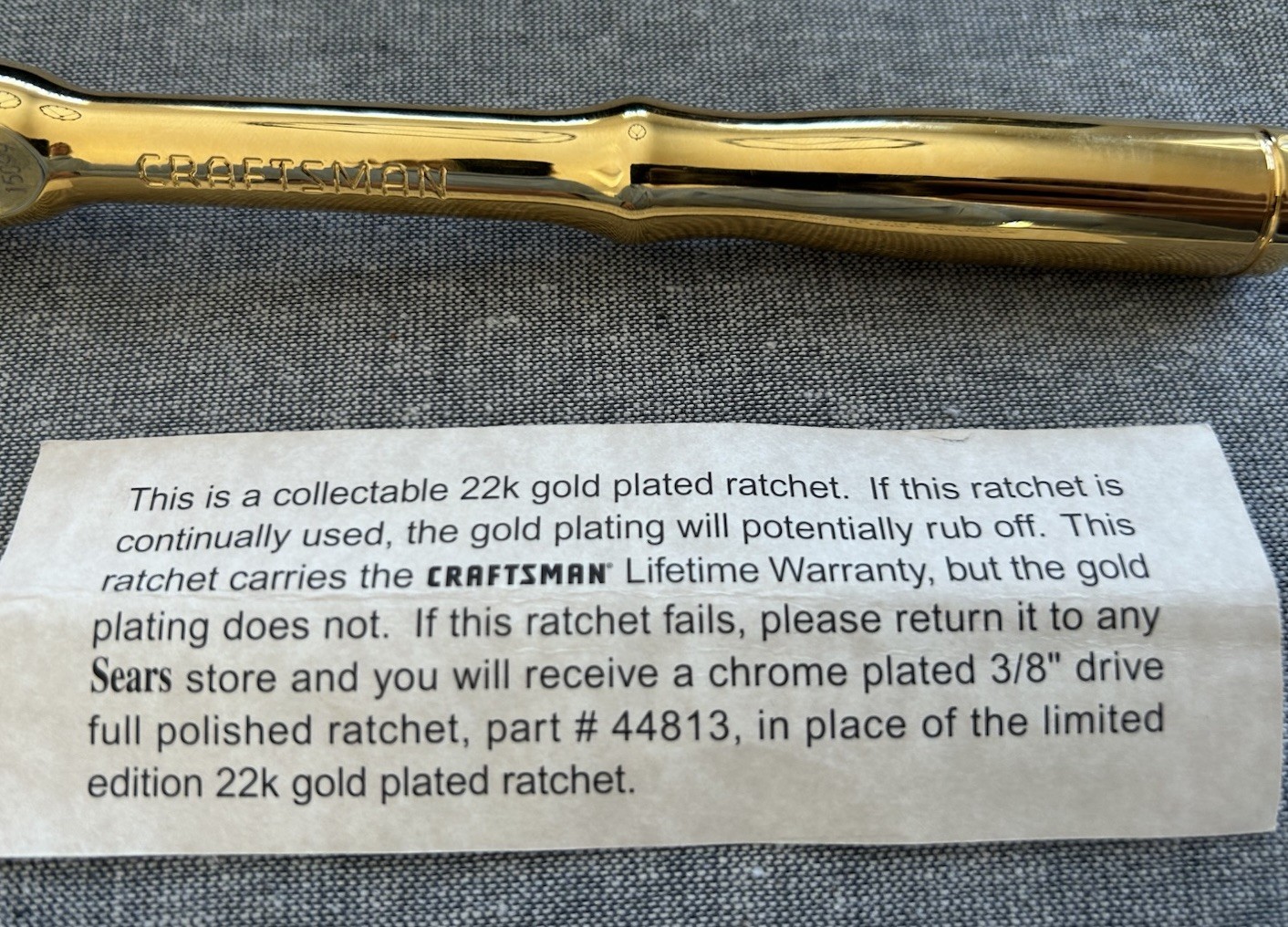 NOS 🔥 Sears Craftsman USA 75th Anniversary 22k Gold VR 44813 Ratchet/Pouch LC26
