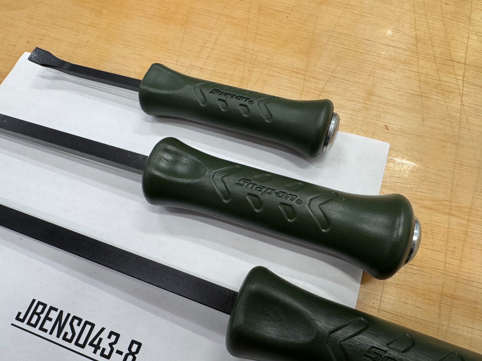 Snap-on Tools USA NEW RARE COMBAT GREEN 3pc Hard Grip Striking Prybar Set