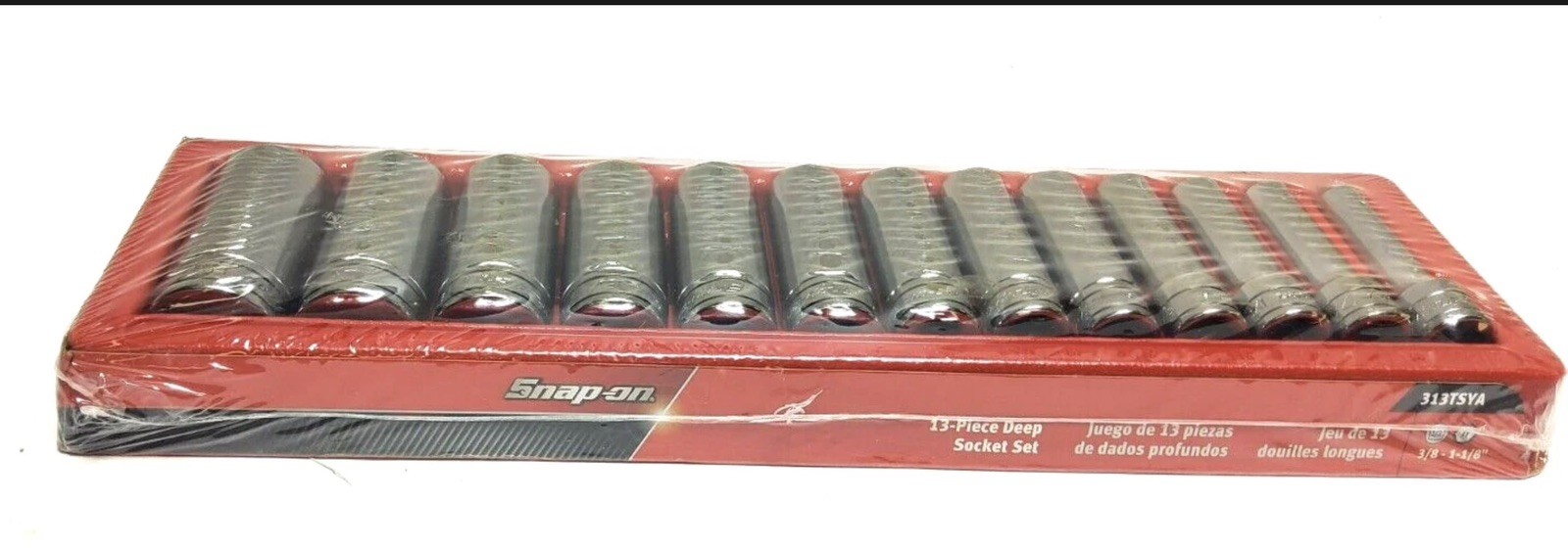NEW Snap-on™ 1/2″ drive 6-point DEEP socket SET 3/8″ thru 1 1/8″ 313TSYA Unused