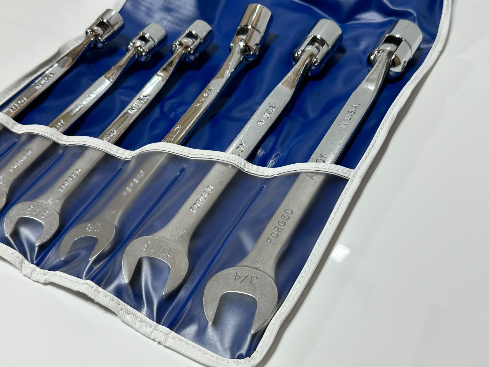 SK Tools USA (NEW) 6pc SAE 7/16-3/4” Flex Head Combination Wrench Set – 12 Point