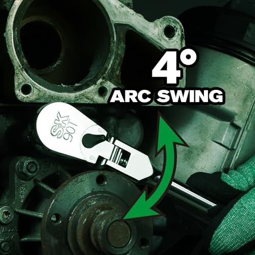 3/8″ Drive Flex Head Ratchet Handle – 90-Tooth, Reversible, CR-V, Ergonomic Grip