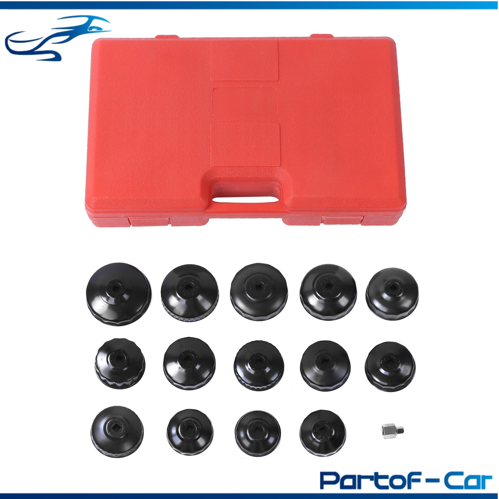15Pcs Cup Type Oil Filter Cap Wrench Socket Removal Tool Set W/case