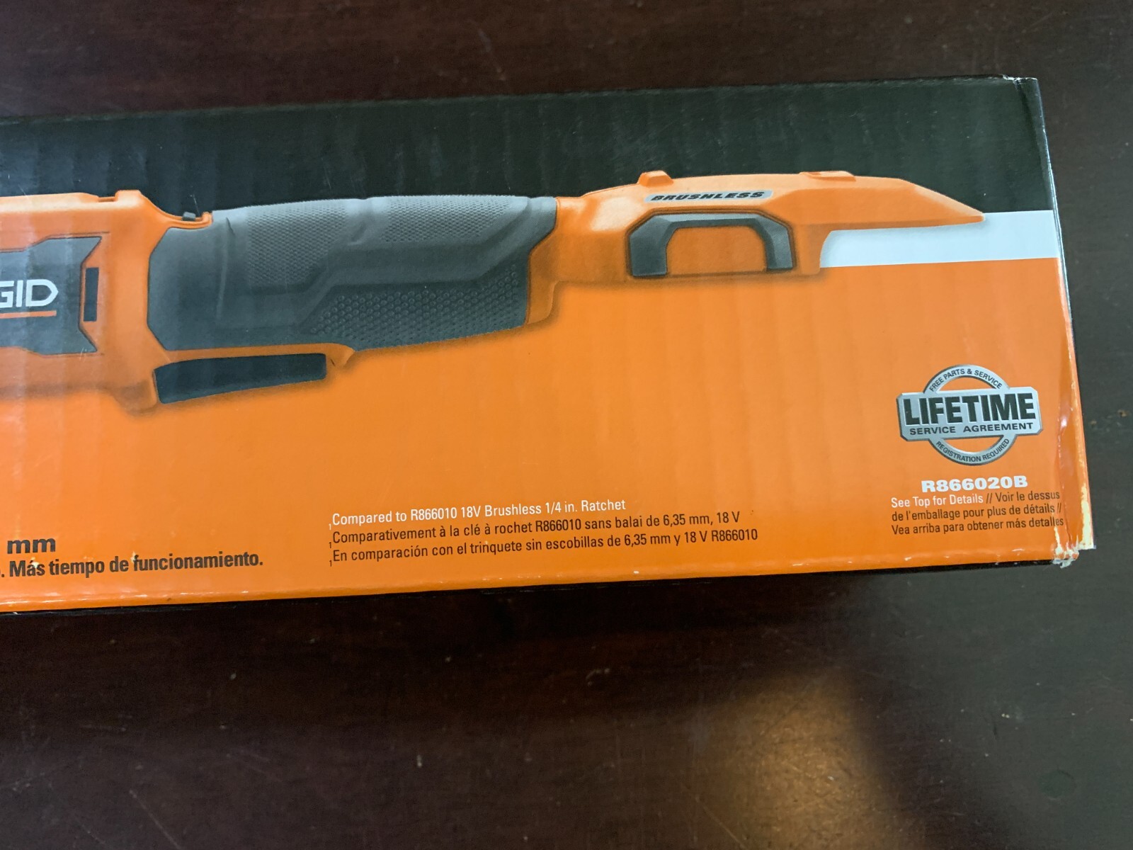 18V Brushless 1/4″ EXTENDED REACH RATCHET Tool Only 45ft-lb torq Ridgid R866020B