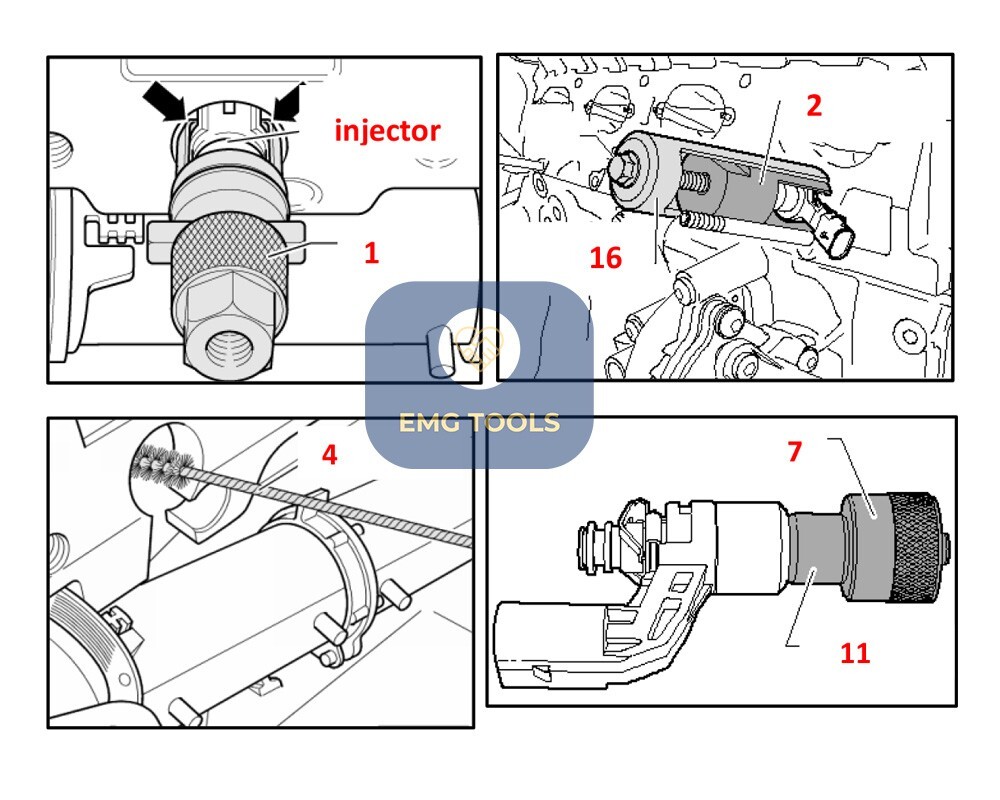 VW & Audi FSI Injector Remover with Teflon Seal Tools