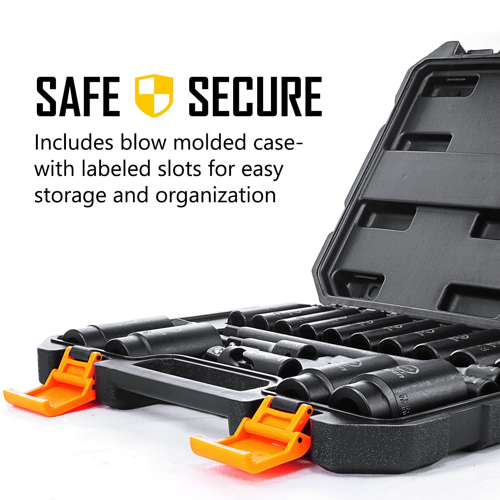 19pcs 1/2″ Drive Deep Impact SAE Socket Set, 3/8″-1-1/4″, Cr-V Steel, Extensions