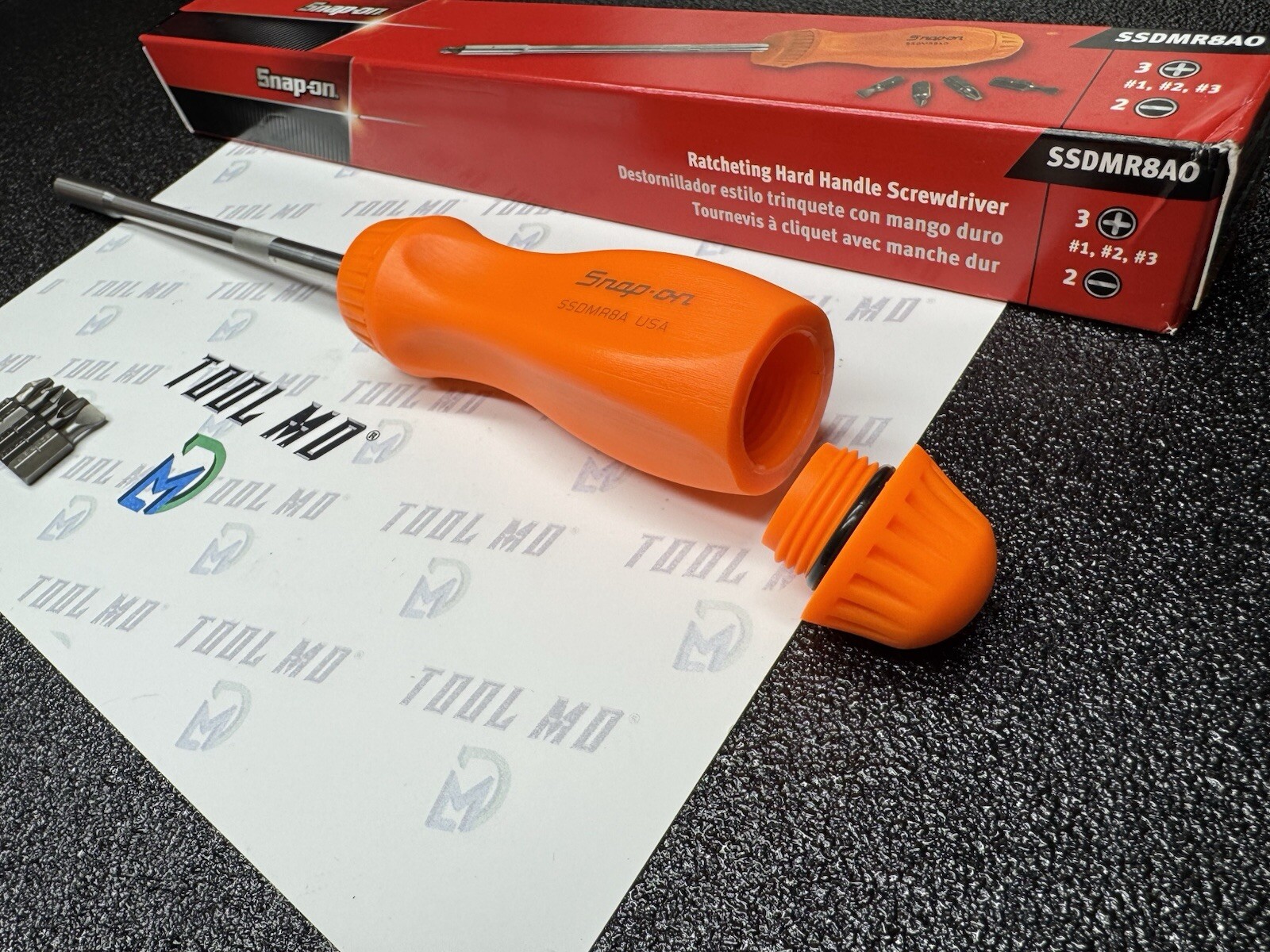 Snap-on Tools USA NEW ORANGE Hard Grip 8″ Shaft Ratcheting Screwdriver SSDMR8AO