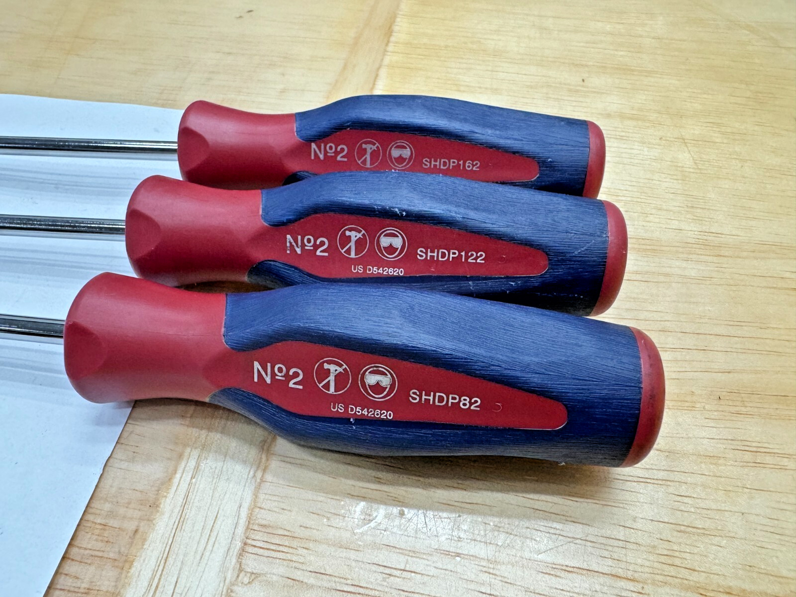 Snap-on Tools 3pc Instinct Hard Grip ALL P2 LONG Screwdrivers RED WHITE BLUE RWB