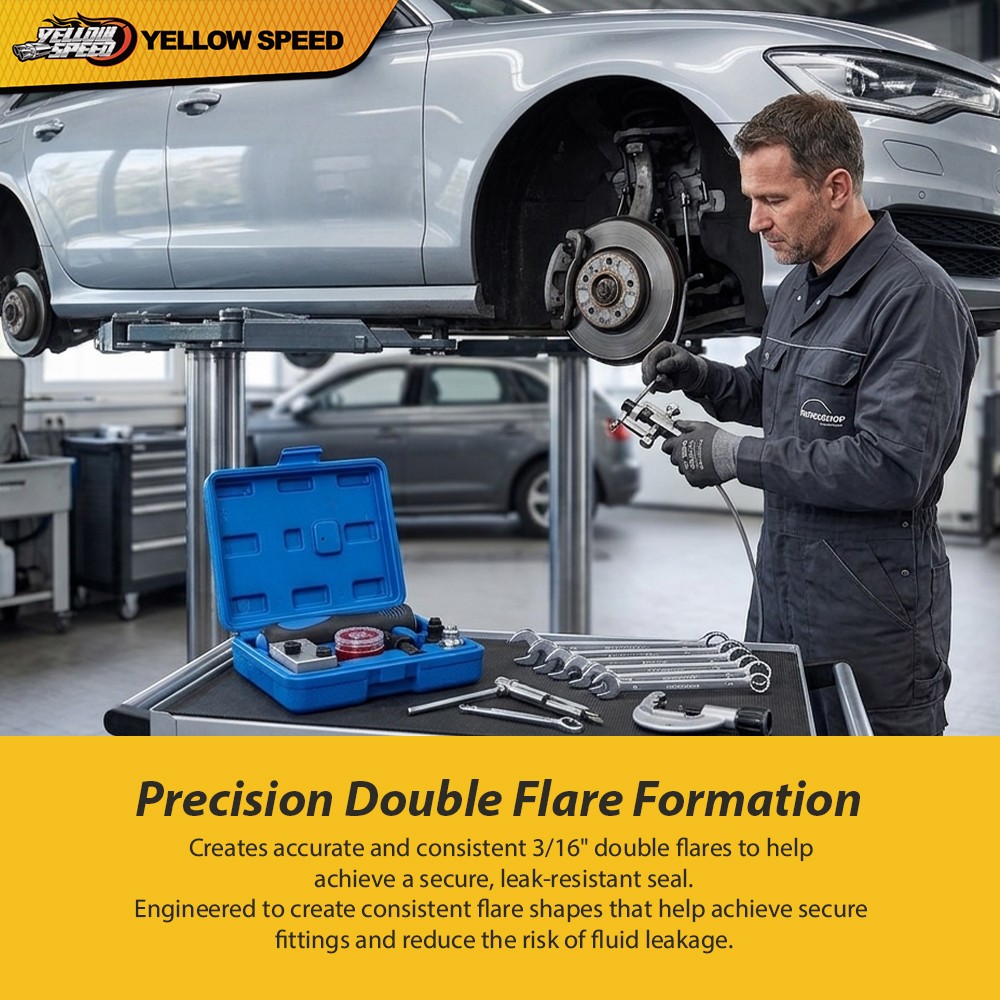 3/16″ Double Flaring Tool Brake Line Adapter Kit w/ Storage Box for Auto