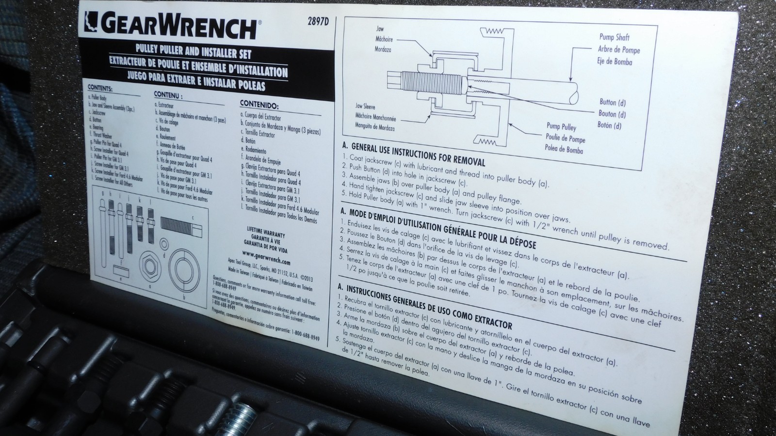 Gearwrench 2897D, is a Professional-grade 12-Piece Pulley Puller, New Unused Set