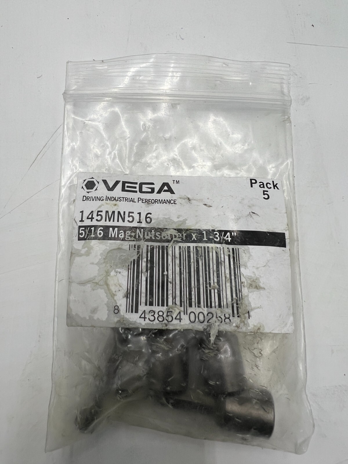 (QTY 5) VEGA Tools 1-3/4 in Length Magnetic Nutsetter 145MN516 1/4 in-Hex Drive