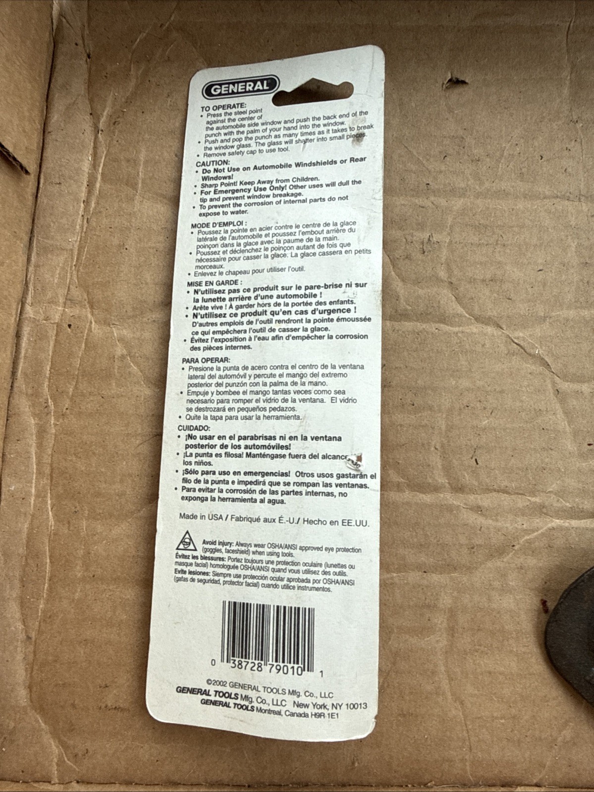 The Original E-Z Breakout Punch Automobile Tool Point Push Pop New In Pkg.