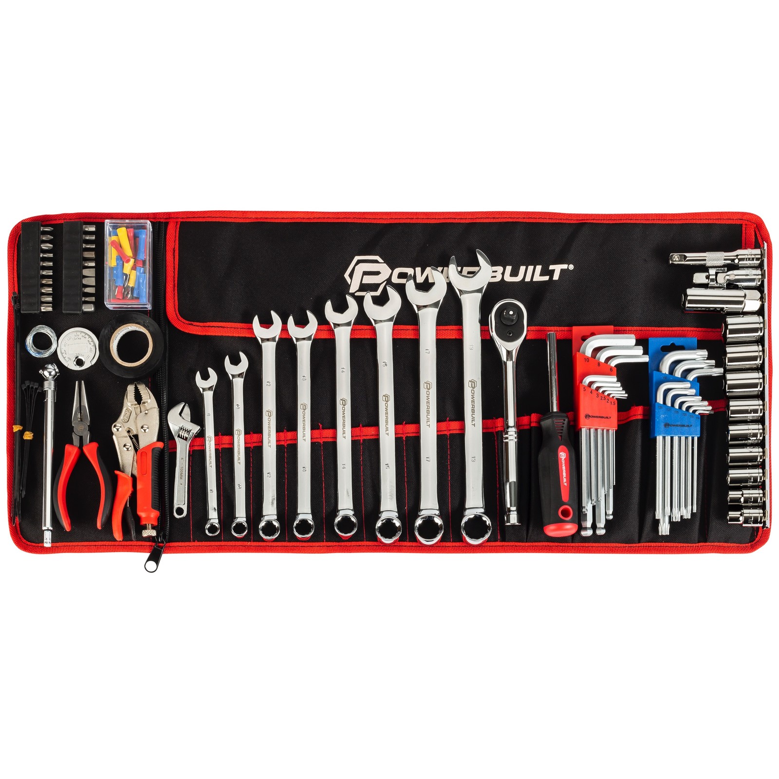 Powerbuilt 102 Piece Motorcycle Tool Kit with Roll Pouch – 643028ECE
