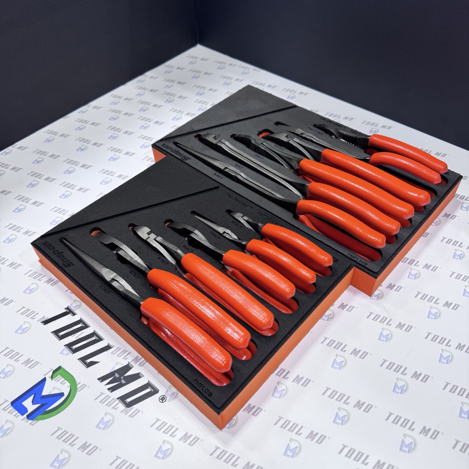 Snap-on Tools USA NEW ORANGE 12-Piece Essential Pliers / Cutters Foam Set